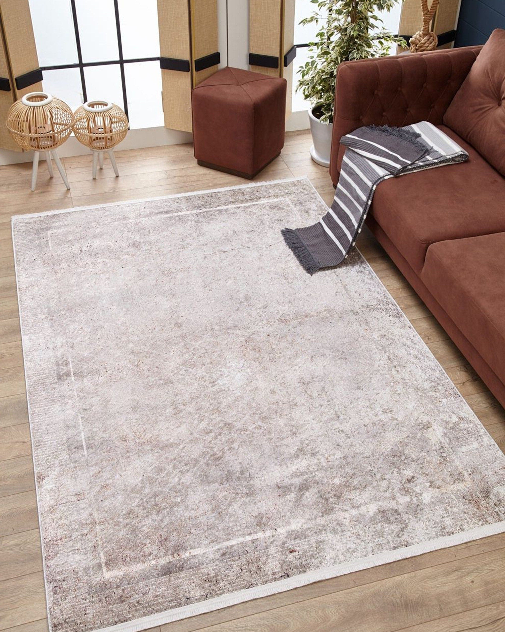 Vena Neutral Turkish Muted Beige Pearl White Rug