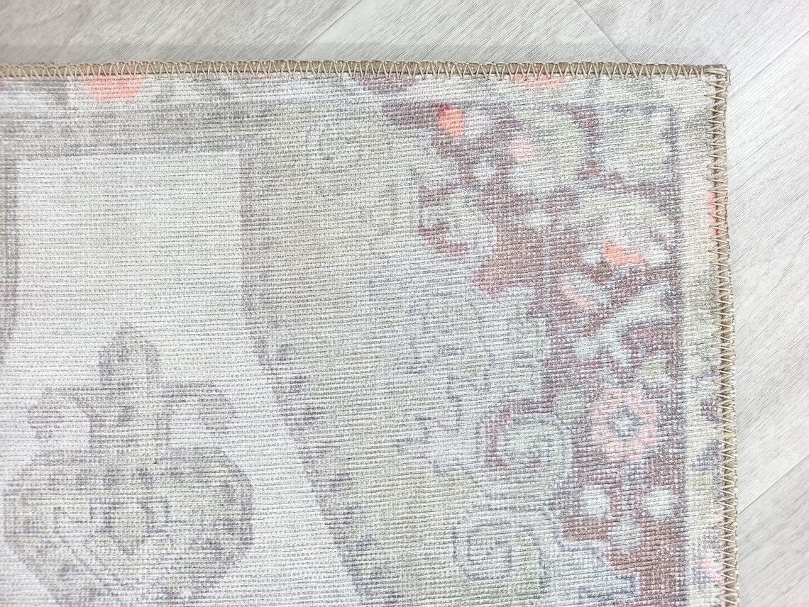 Vera Rug Neutral Turkish Gray Pastel Muted Green Ivory Rug
