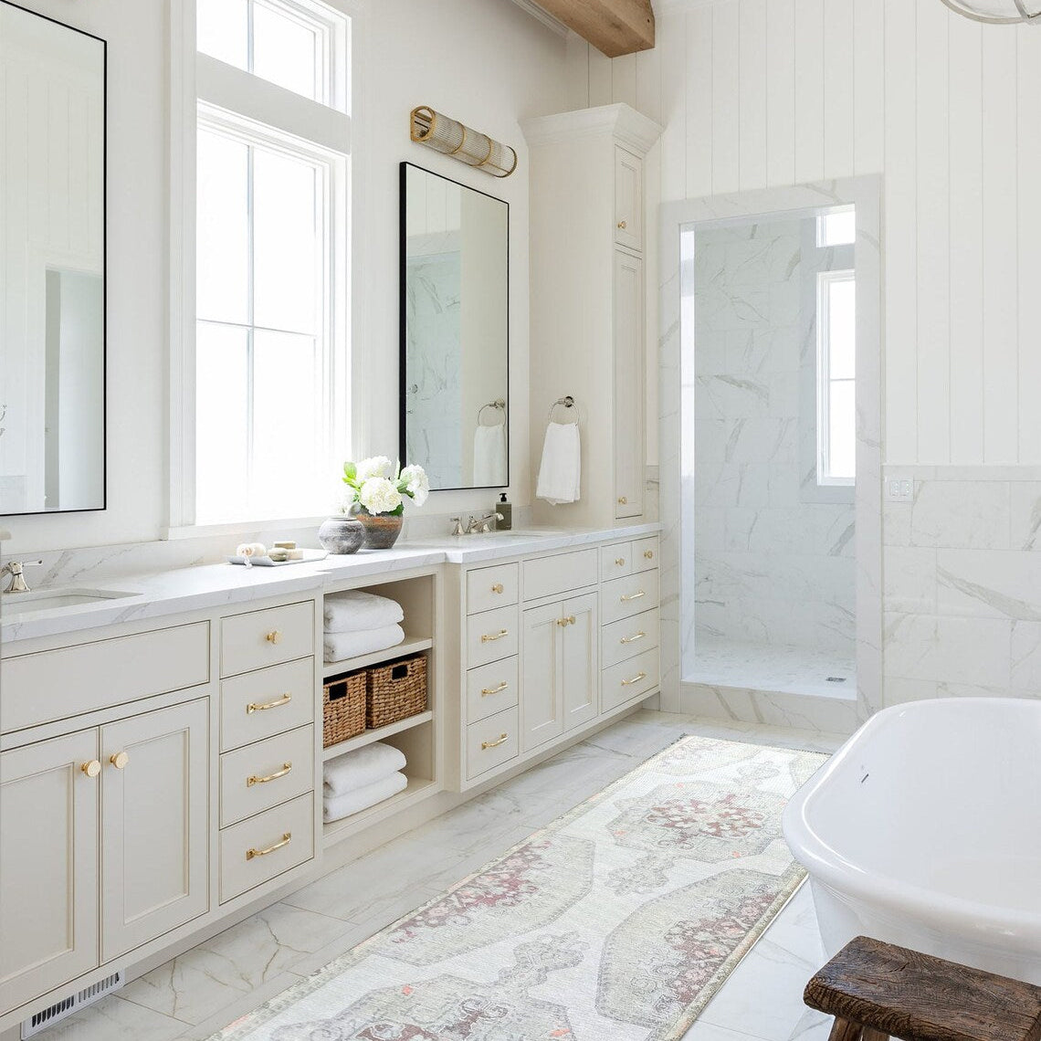 Vera Rug Neutral Turkish Gray Pastel Muted Green Ivory Rug