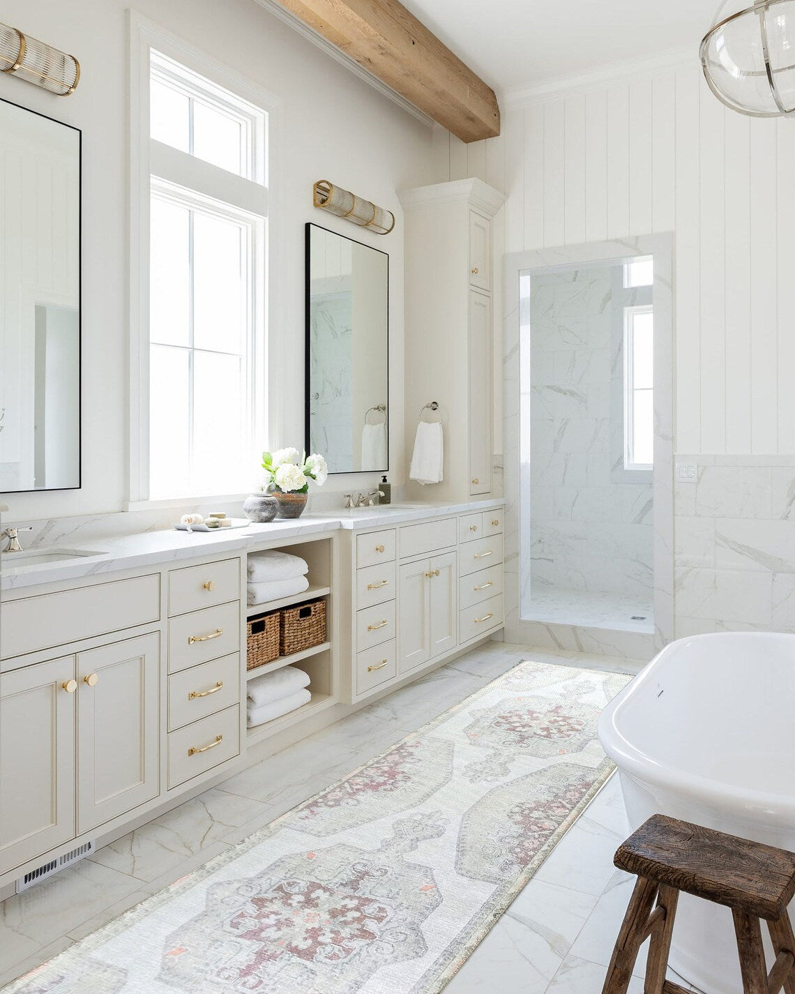 Vera Rug Neutral Turkish Gray Pastel Muted Green Ivory Rug