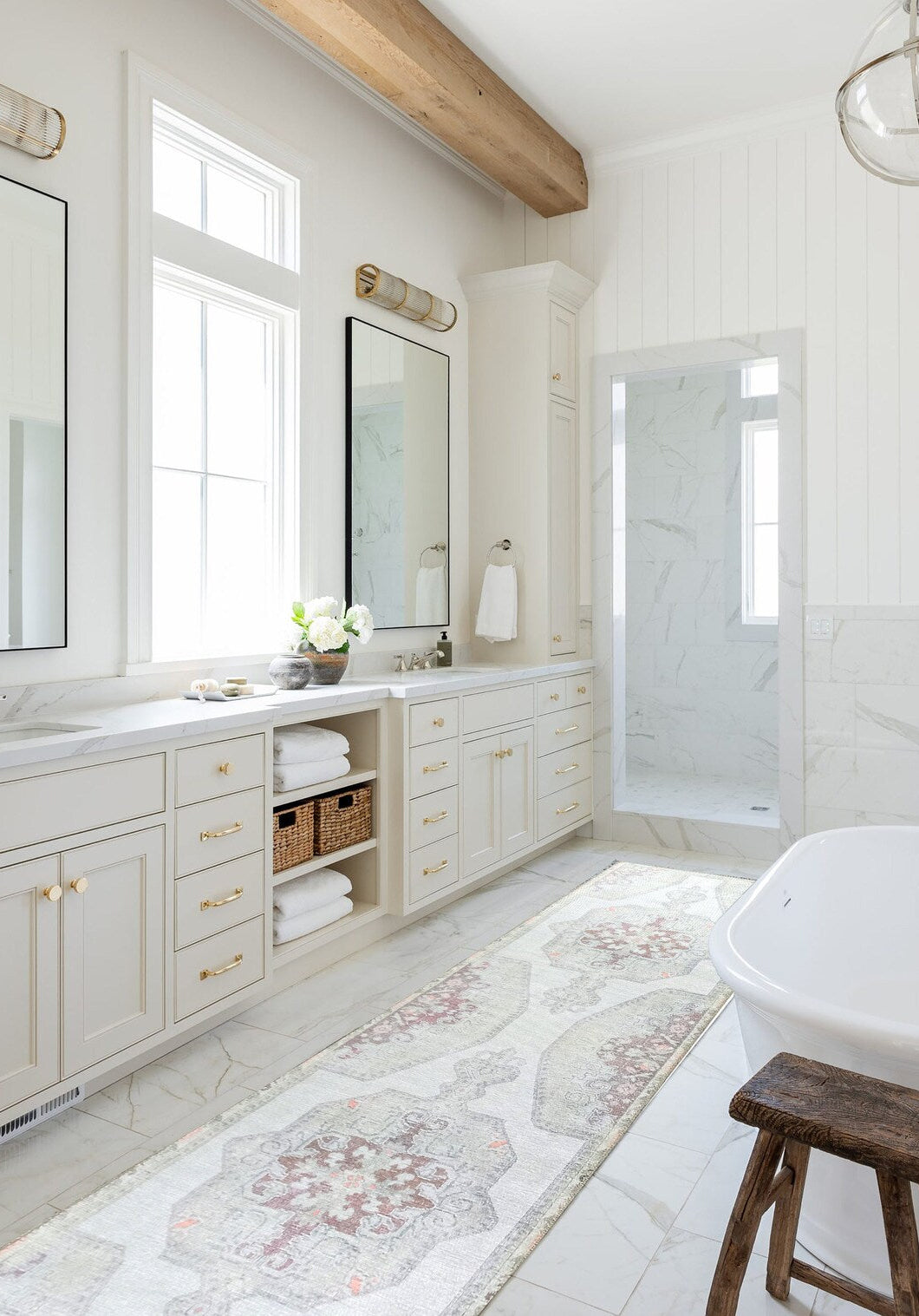 Vera Rug Neutral Turkish Gray Pastel Muted Green Ivory Rug