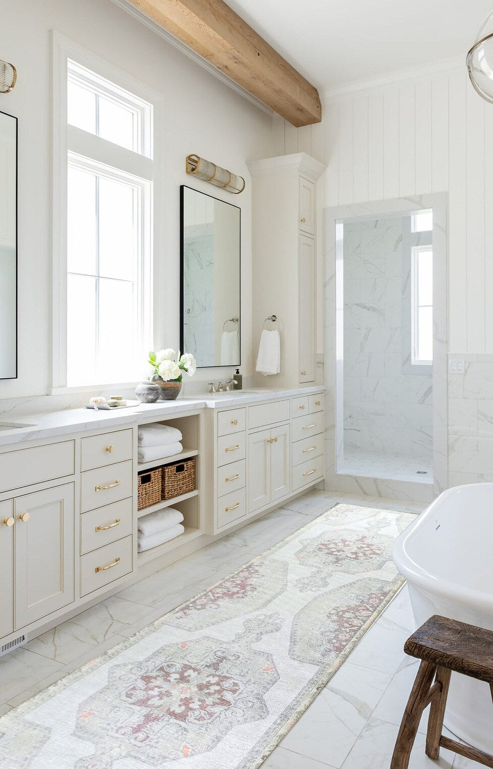 Vera Rug Neutral Turkish Gray Pastel Muted Green Ivory Rug