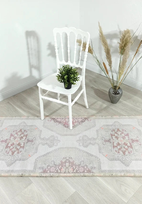 Vera Rug Neutral Turkish Gray Pastel Muted Green Ivory Rug