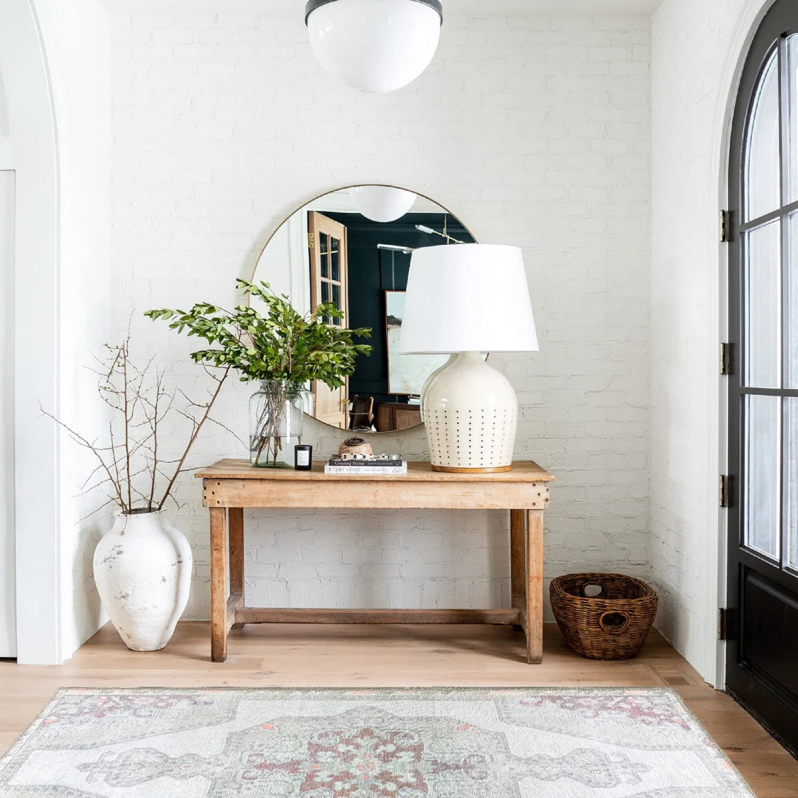 Vera Rug Neutral Turkish Gray Pastel Muted Green Ivory Rug