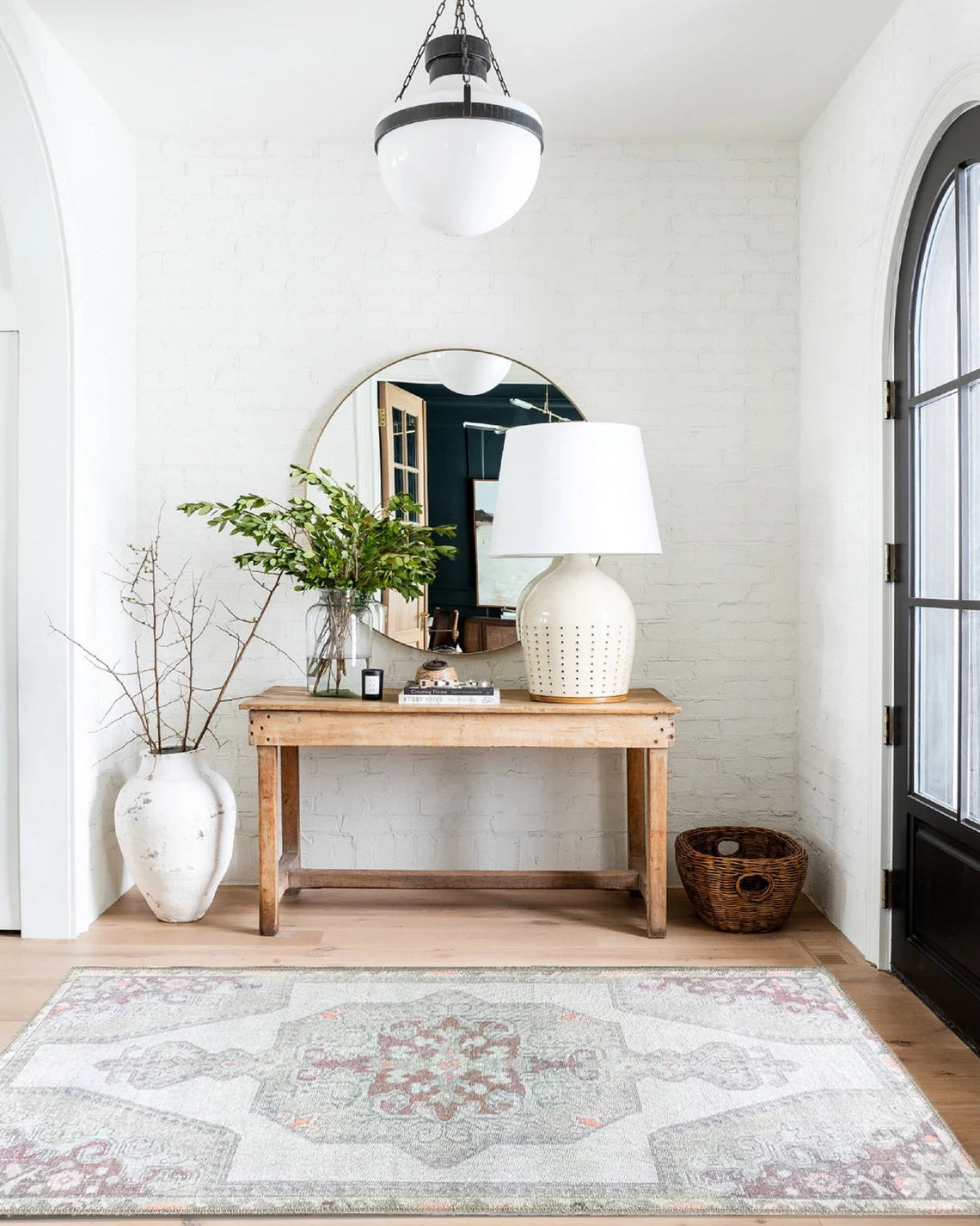 Vera Rug Neutral Turkish Gray Pastel Muted Green Ivory Rug