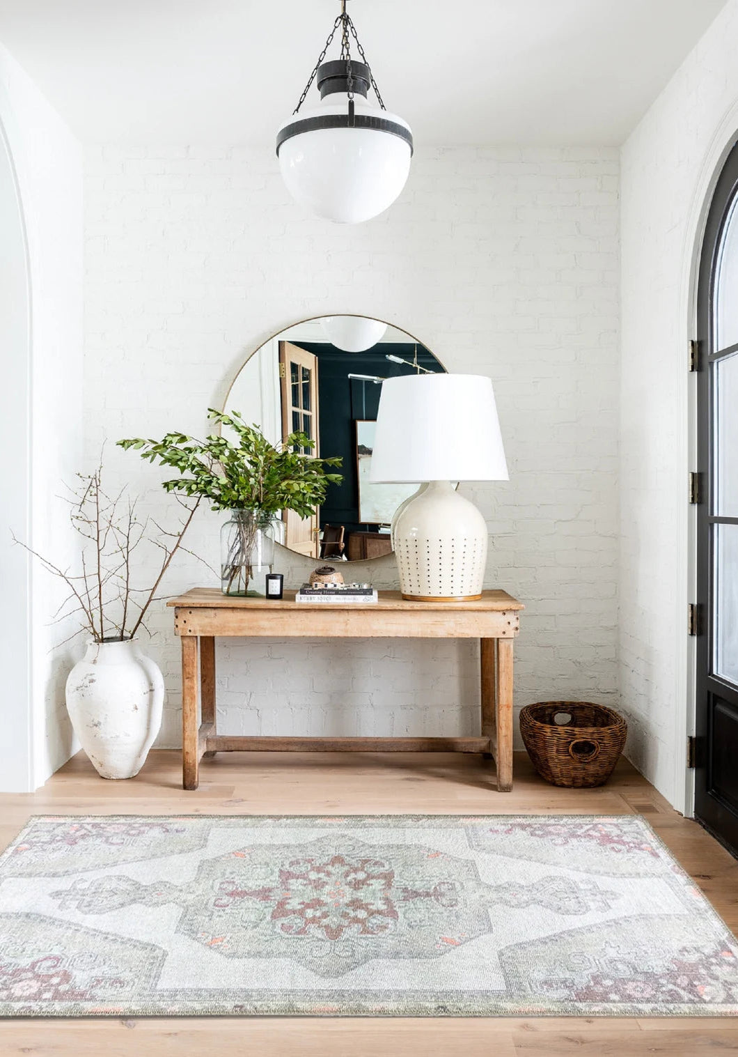 Vera Rug Neutral Turkish Gray Pastel Muted Green Ivory Rug