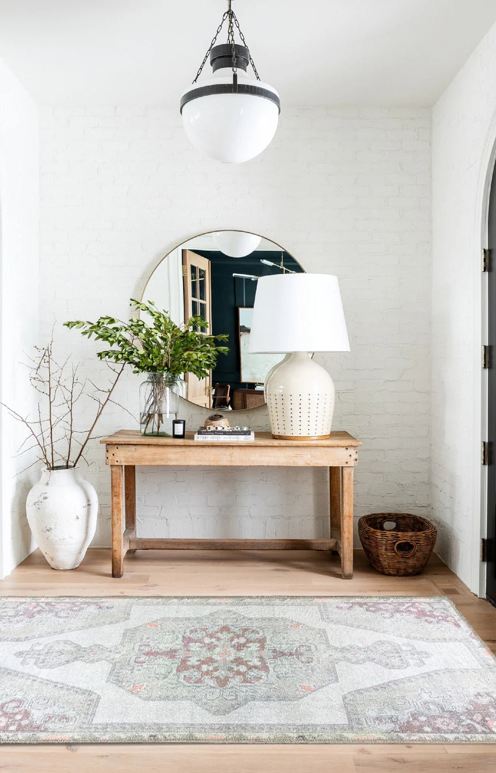 Vera Rug Neutral Turkish Gray Pastel Muted Green Ivory Rug