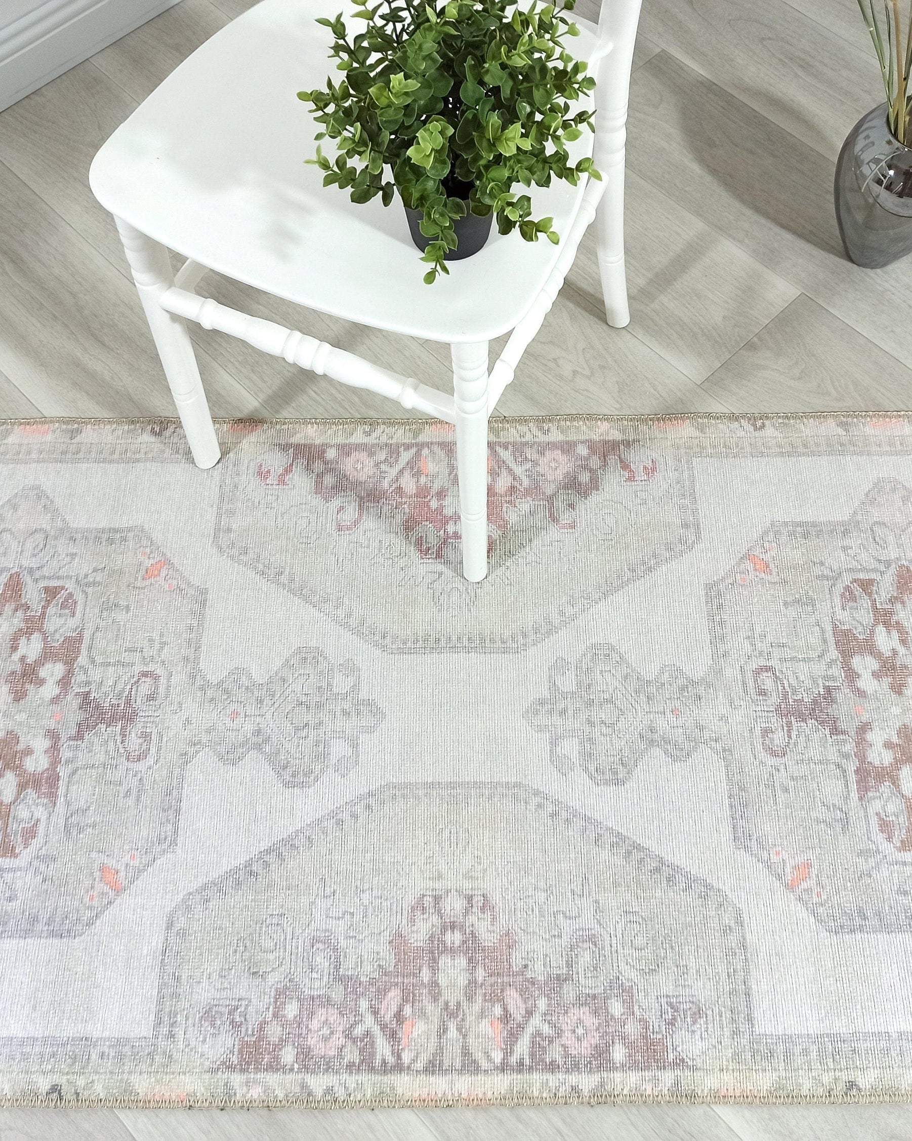 Vera Rug Neutral Turkish Gray Pastel Muted Green Ivory Rug