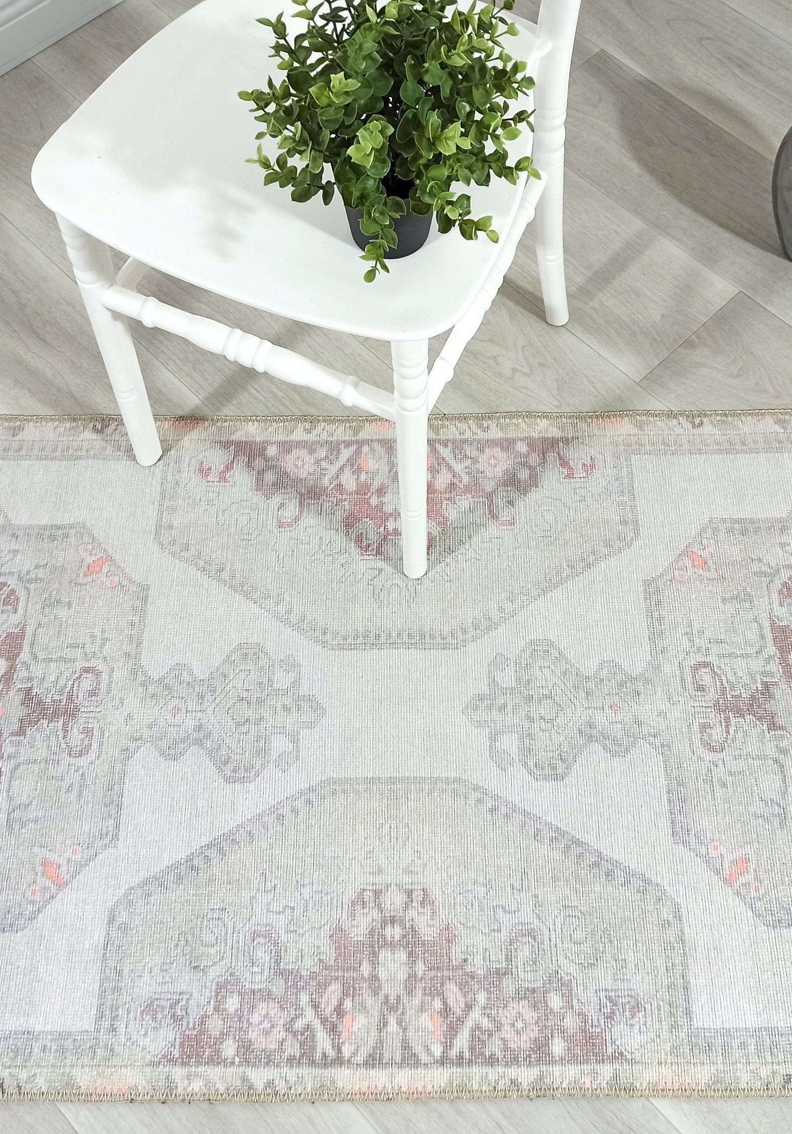 Vera Rug Neutral Turkish Gray Pastel Muted Green Ivory Rug