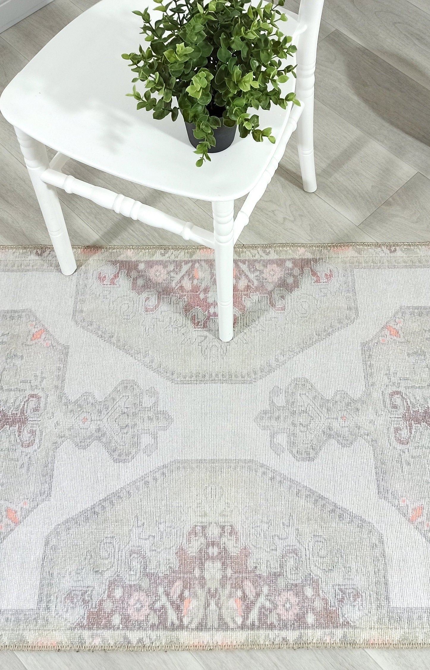 Vera Rug Neutral Turkish Gray Pastel Muted Green Ivory Rug