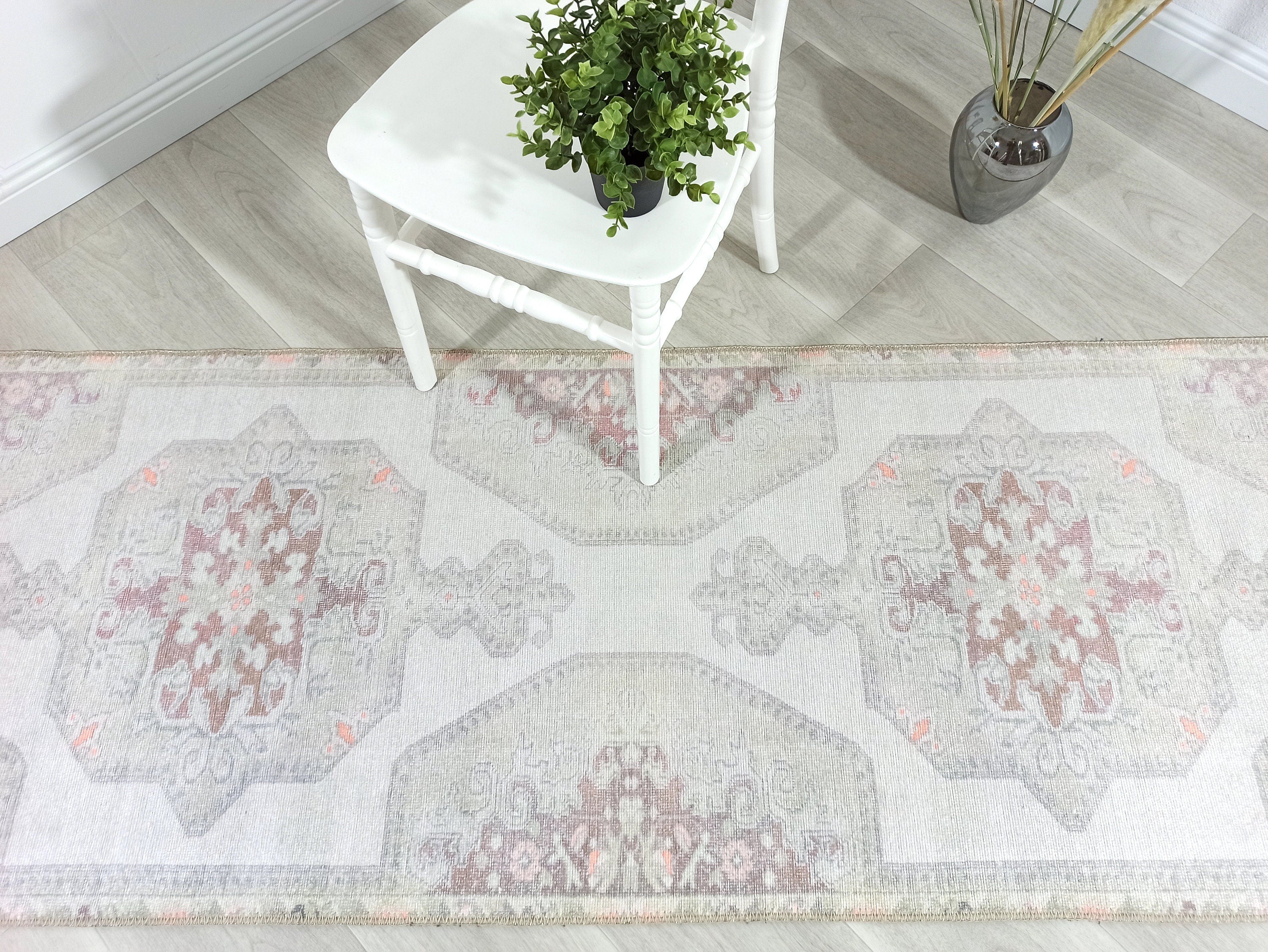 Vera Rug Neutral Turkish Gray Pastel Muted Green Ivory Rug