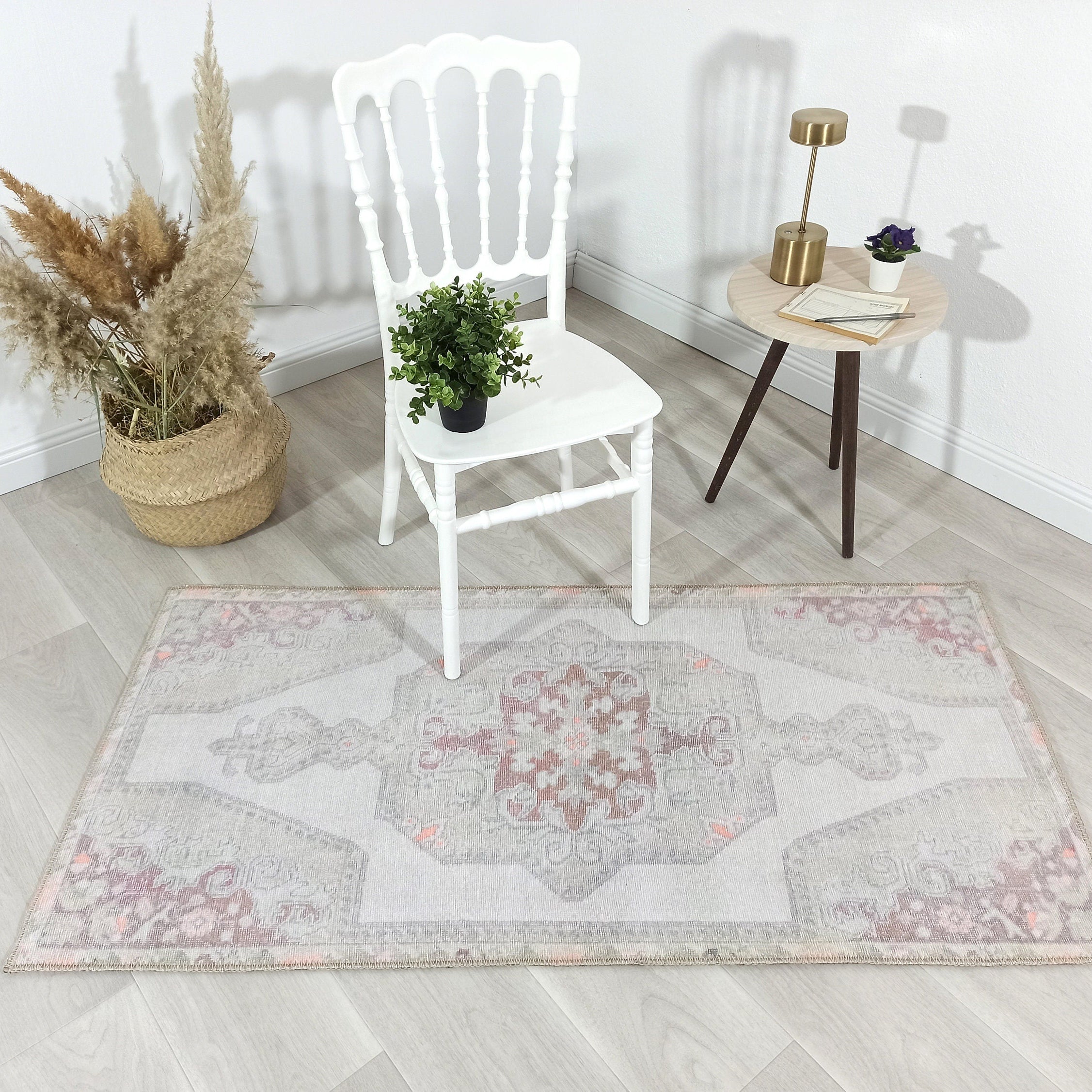 Vera Rug Neutral Turkish Gray Pastel Muted Green Ivory Rug