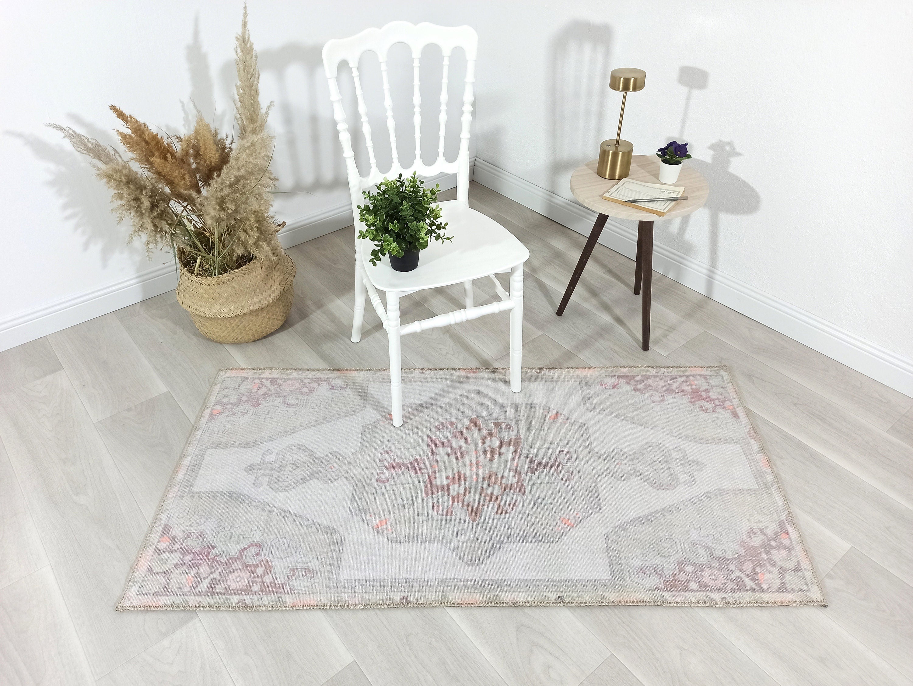 Vera Rug Neutral Turkish Gray Pastel Muted Green Ivory Rug