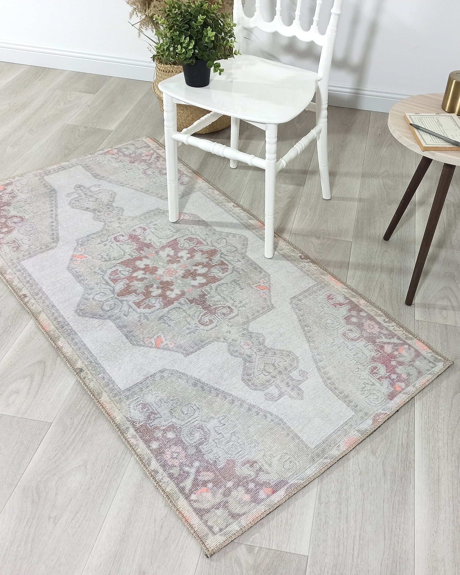 Vera Rug Neutral Turkish Gray Pastel Muted Green Ivory Rug