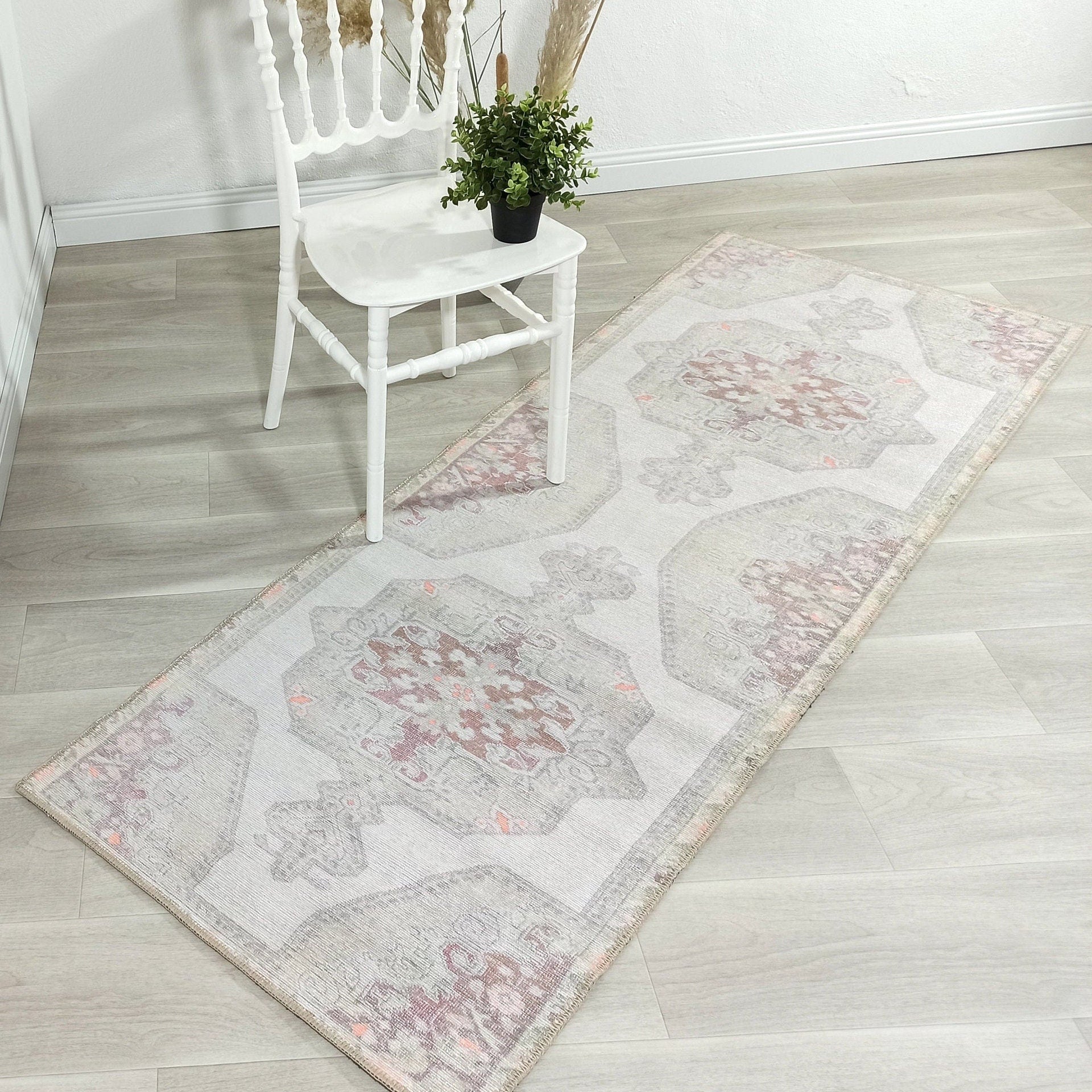 Vera Rug Neutral Turkish Gray Pastel Muted Green Ivory Rug