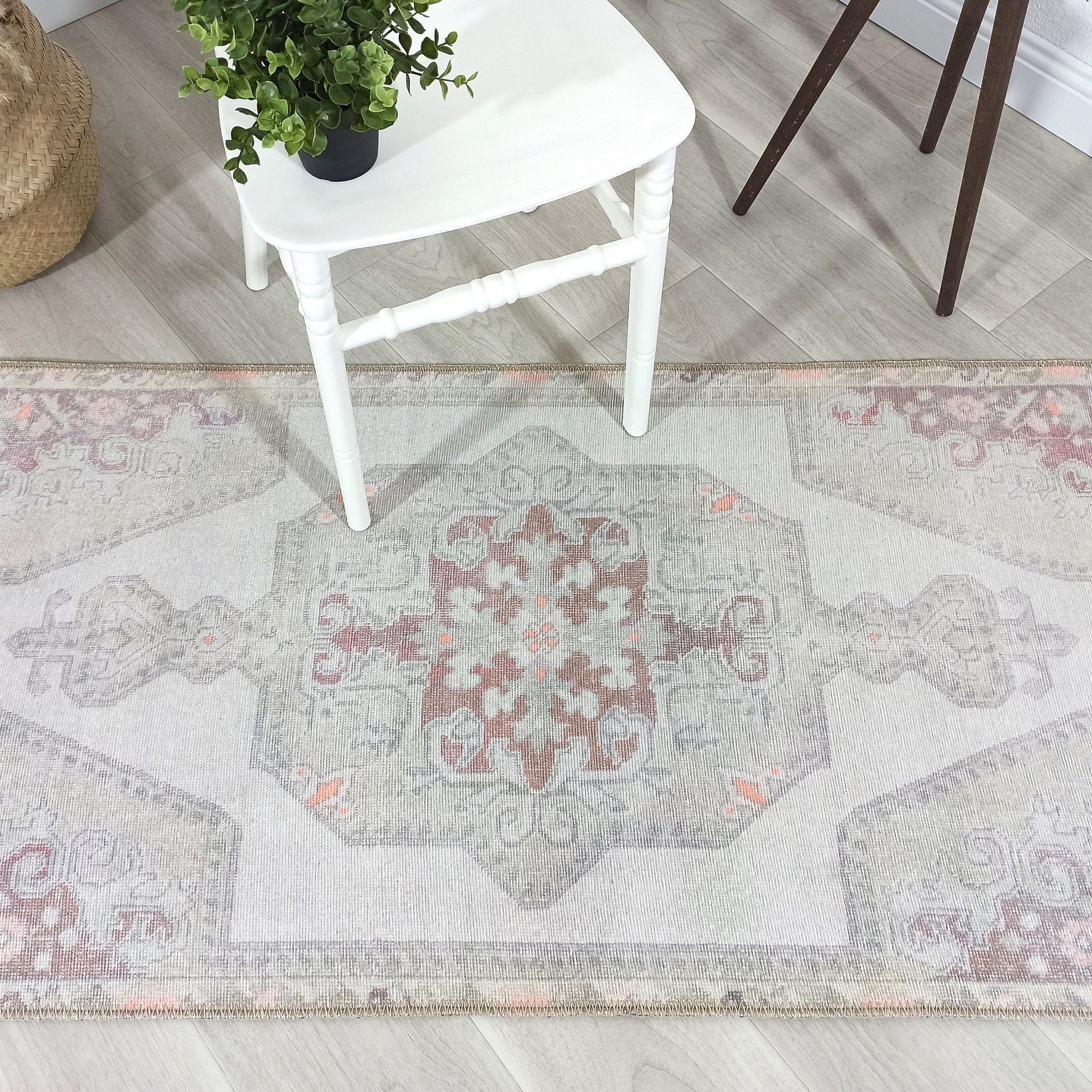 Vera Rug Neutral Turkish Gray Pastel Muted Green Ivory Rug