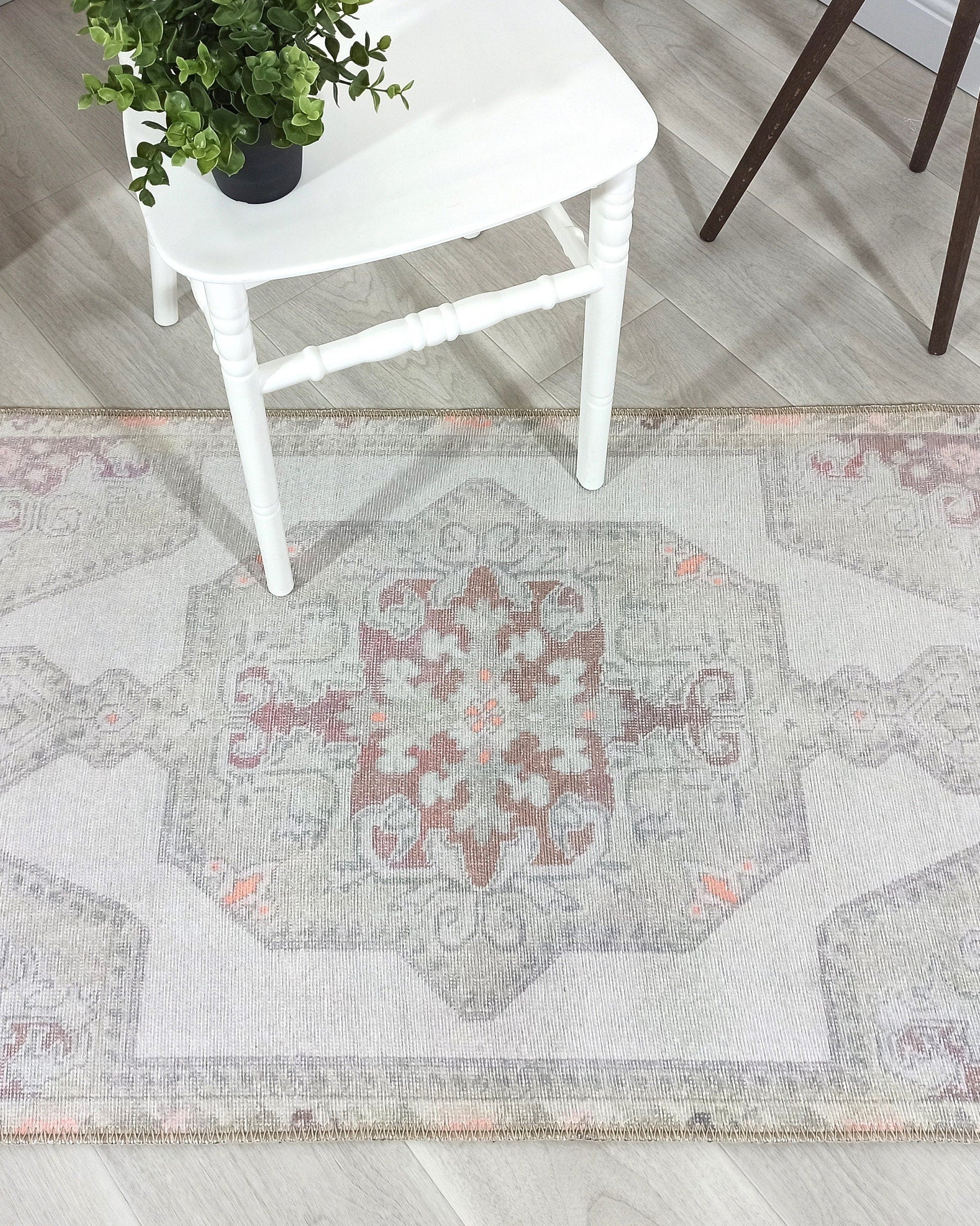 Vera Rug Neutral Turkish Gray Pastel Muted Green Ivory Rug