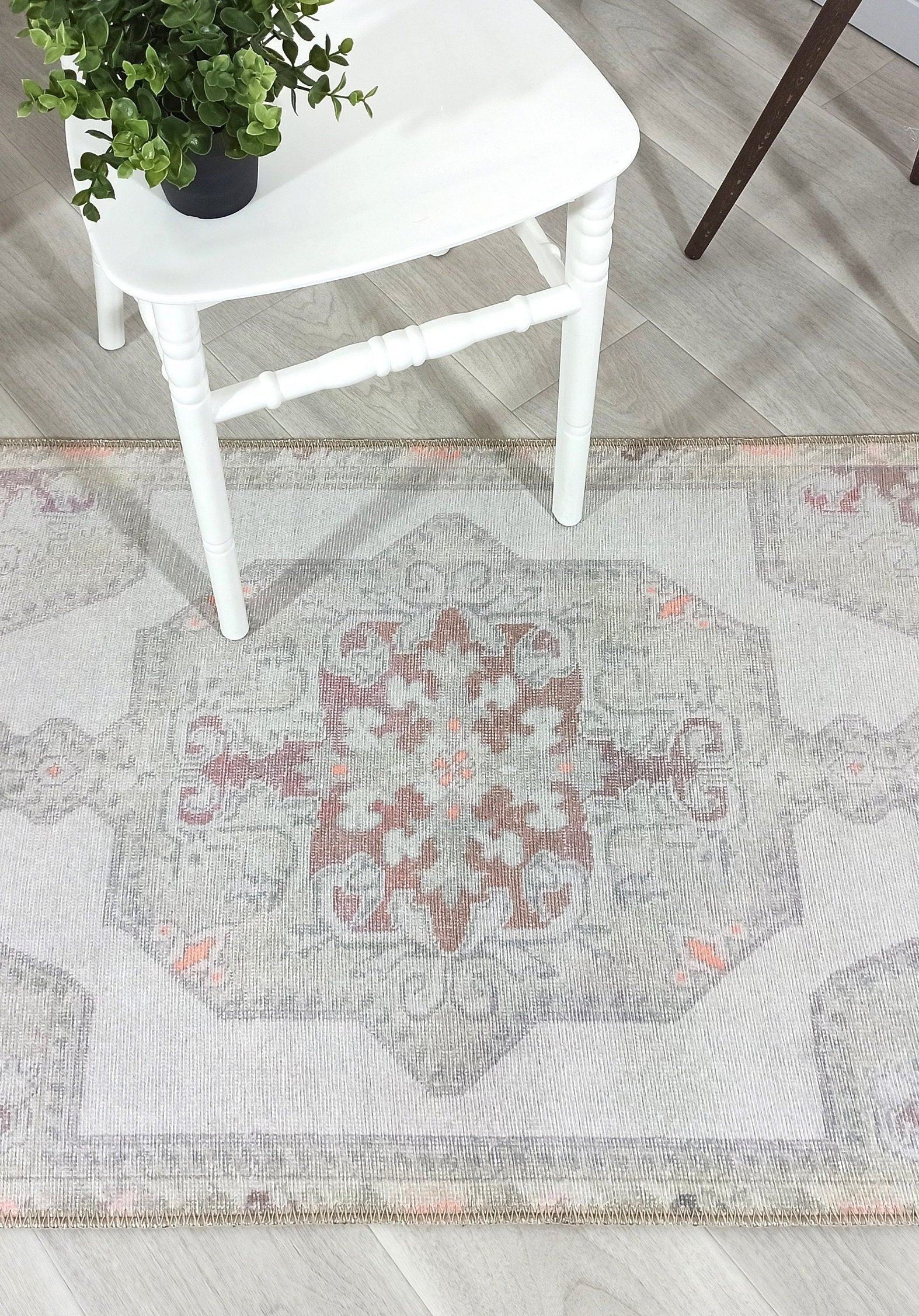 Vera Rug Neutral Turkish Gray Pastel Muted Green Ivory Rug