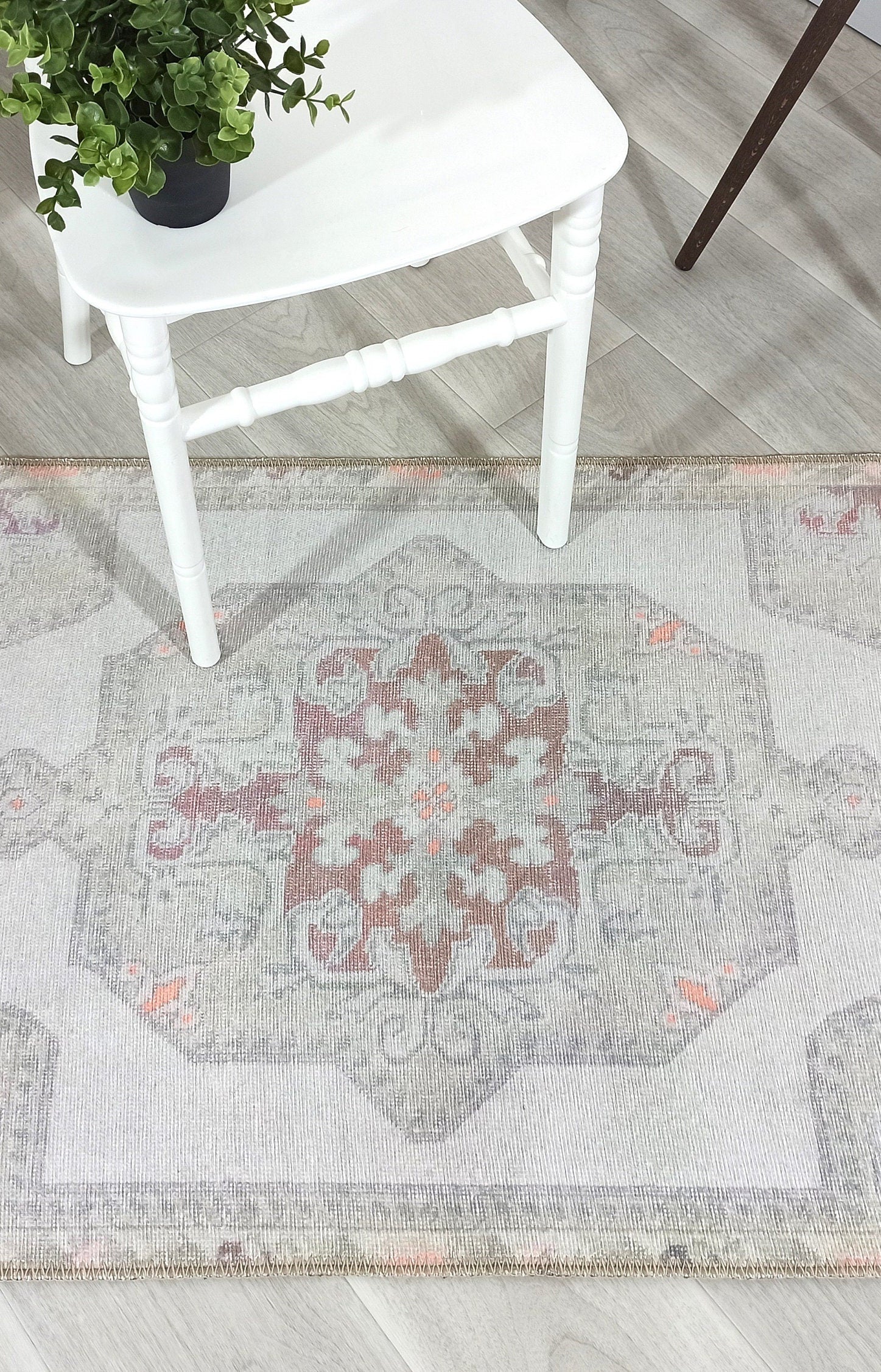 Vera Rug Neutral Turkish Gray Pastel Muted Green Ivory Rug