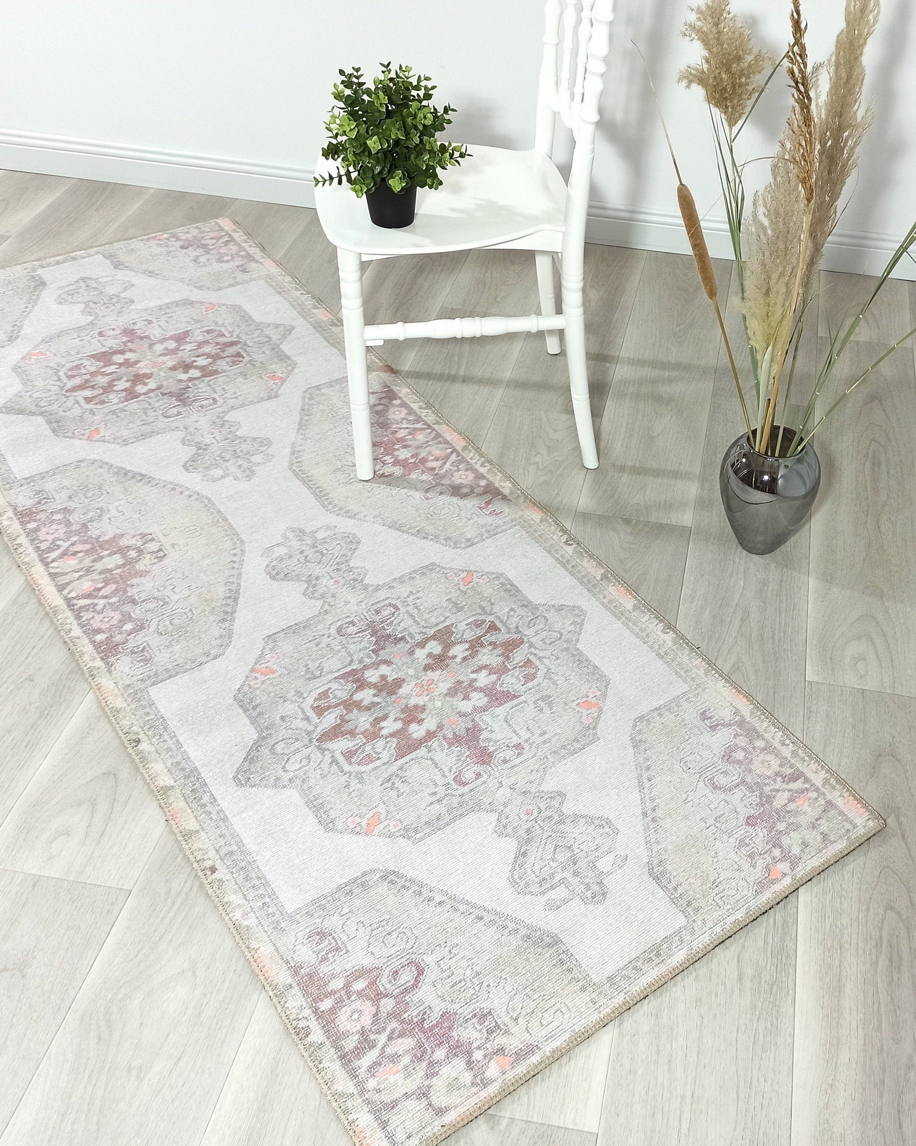 Vera Rug Neutral Turkish Gray Pastel Muted Green Ivory Rug