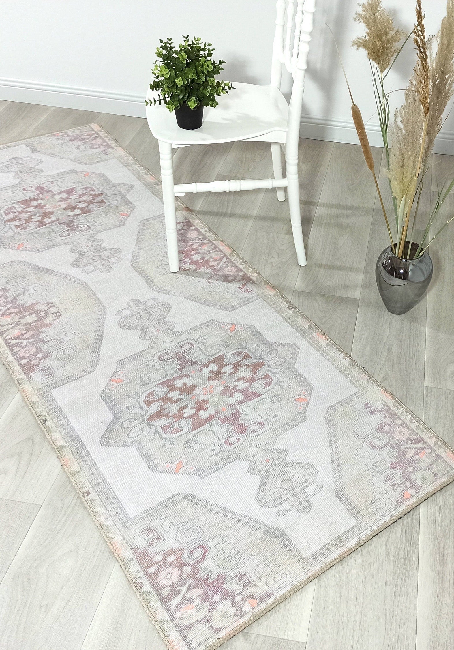 Vera Rug Neutral Turkish Gray Pastel Muted Green Ivory Rug