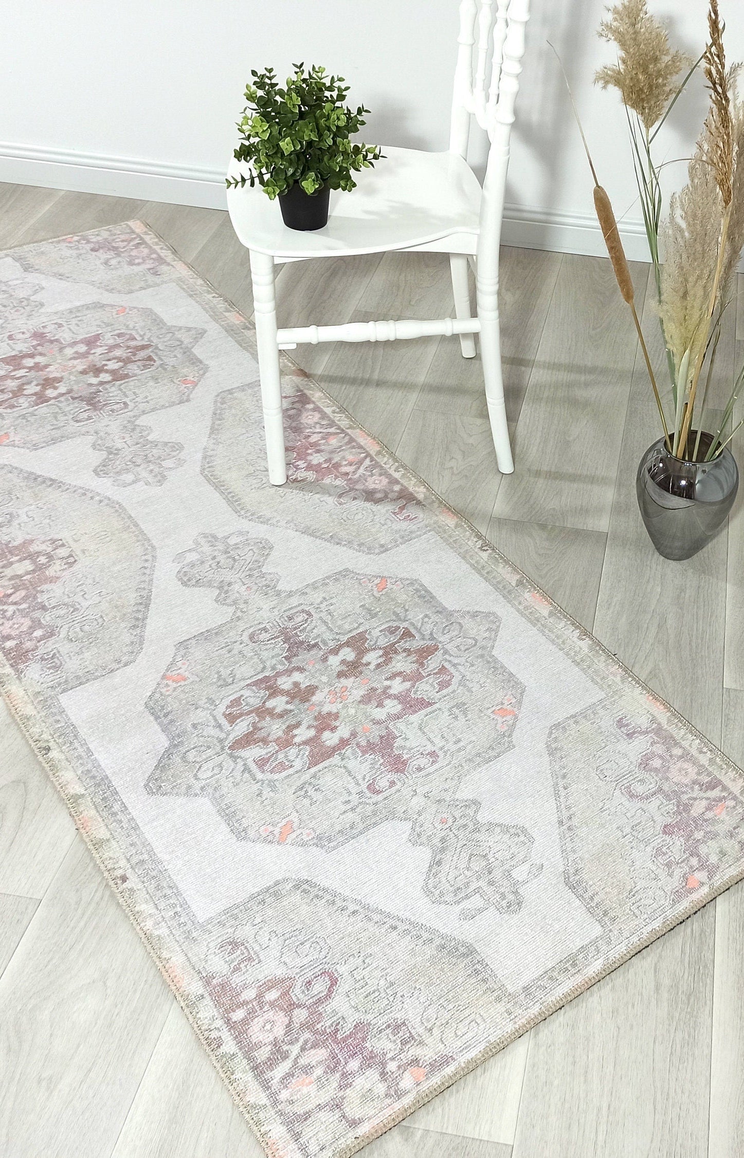 Vera Rug Neutral Turkish Gray Pastel Muted Green Ivory Rug