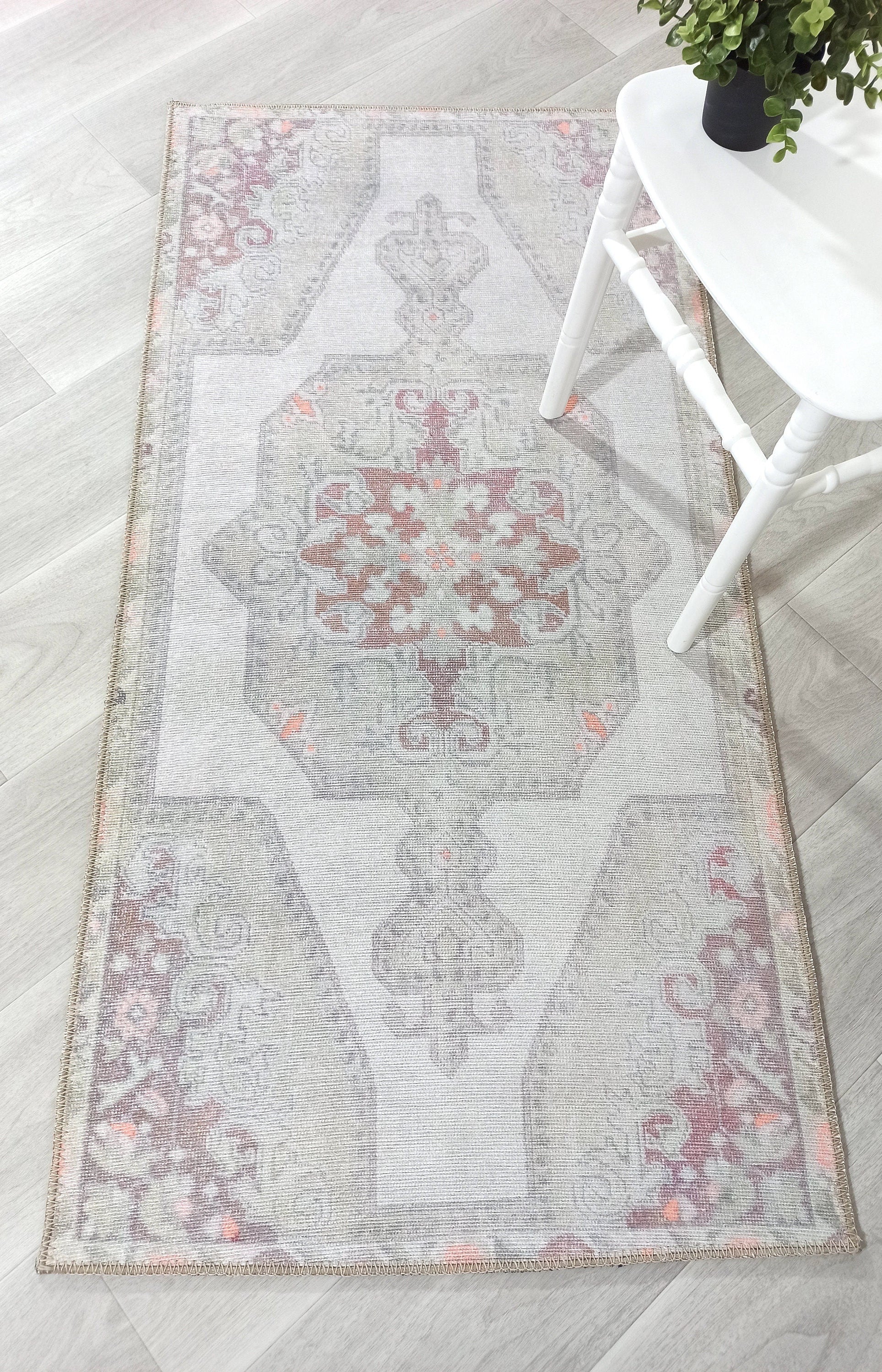 Vera Rug Neutral Turkish Gray Pastel Muted Green Ivory Rug