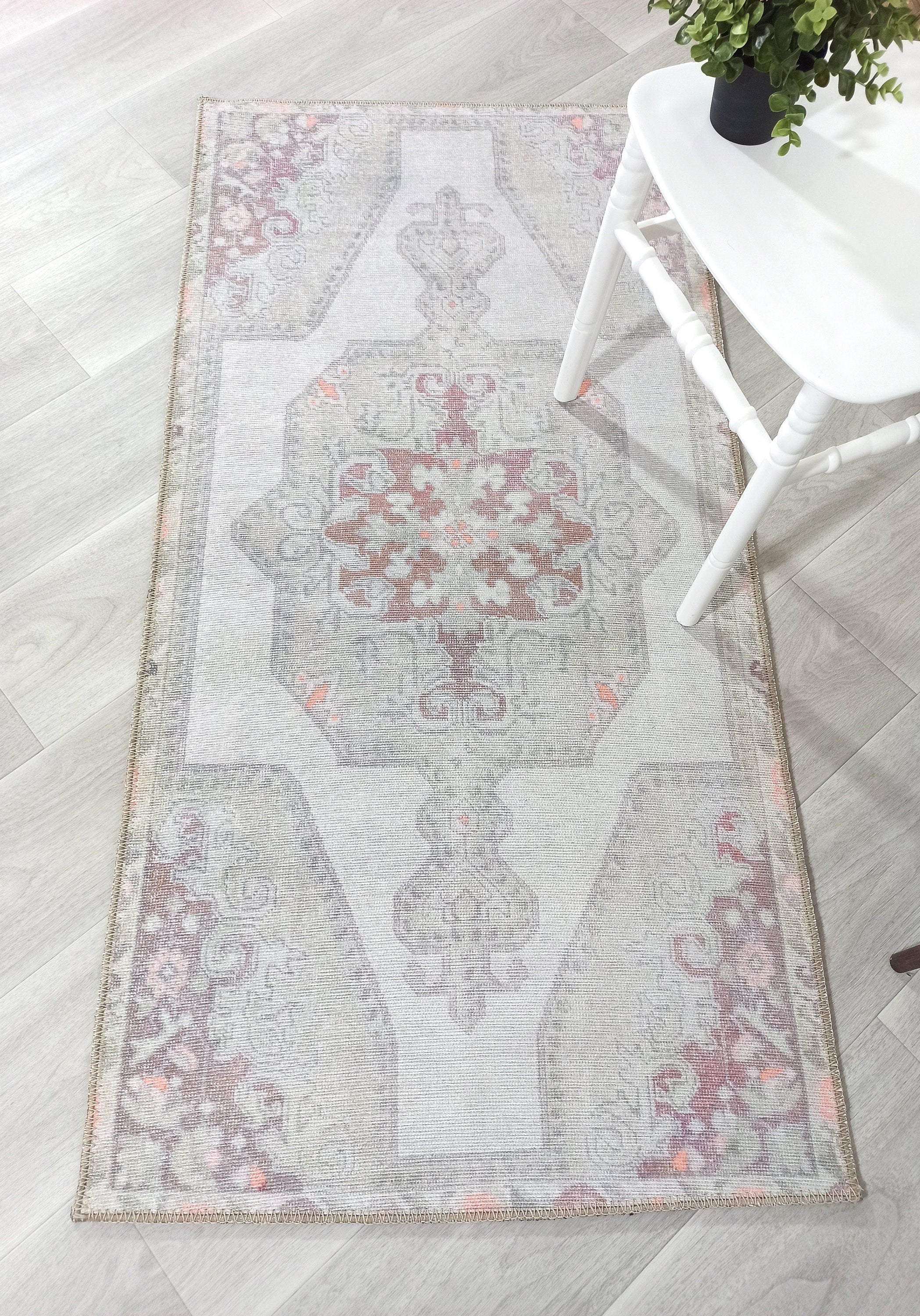 Vera Rug Neutral Turkish Gray Pastel Muted Green Ivory Rug