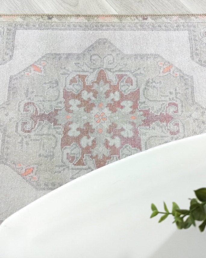 Vera Rug Neutral Turkish Gray Pastel Muted Green Ivory Rug