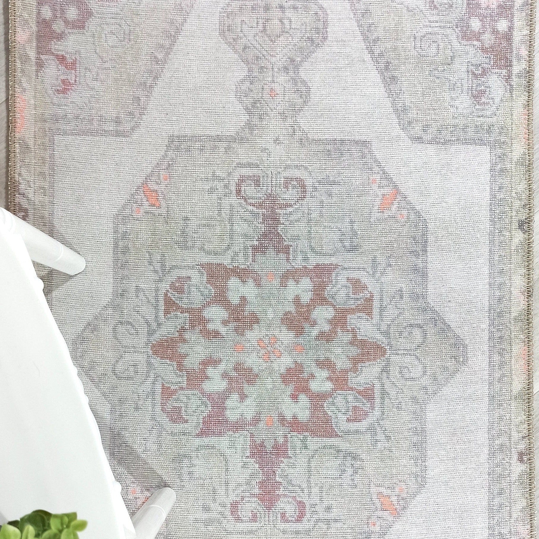 Vera Rug Neutral Turkish Gray Pastel Muted Green Ivory Rug