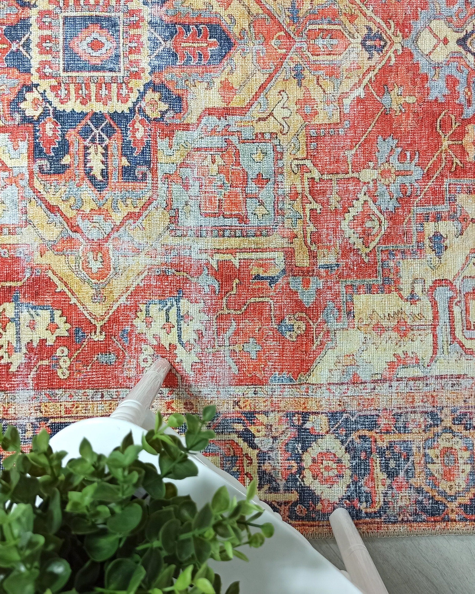 Karine Yellow Burnt Orange Distressed Vintage Persian Rug