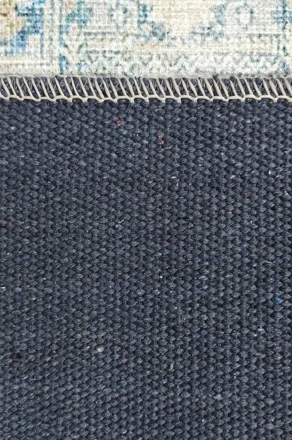 Vova Rug Neutral Turkish Beige Green Faded Blue Medallion Rug