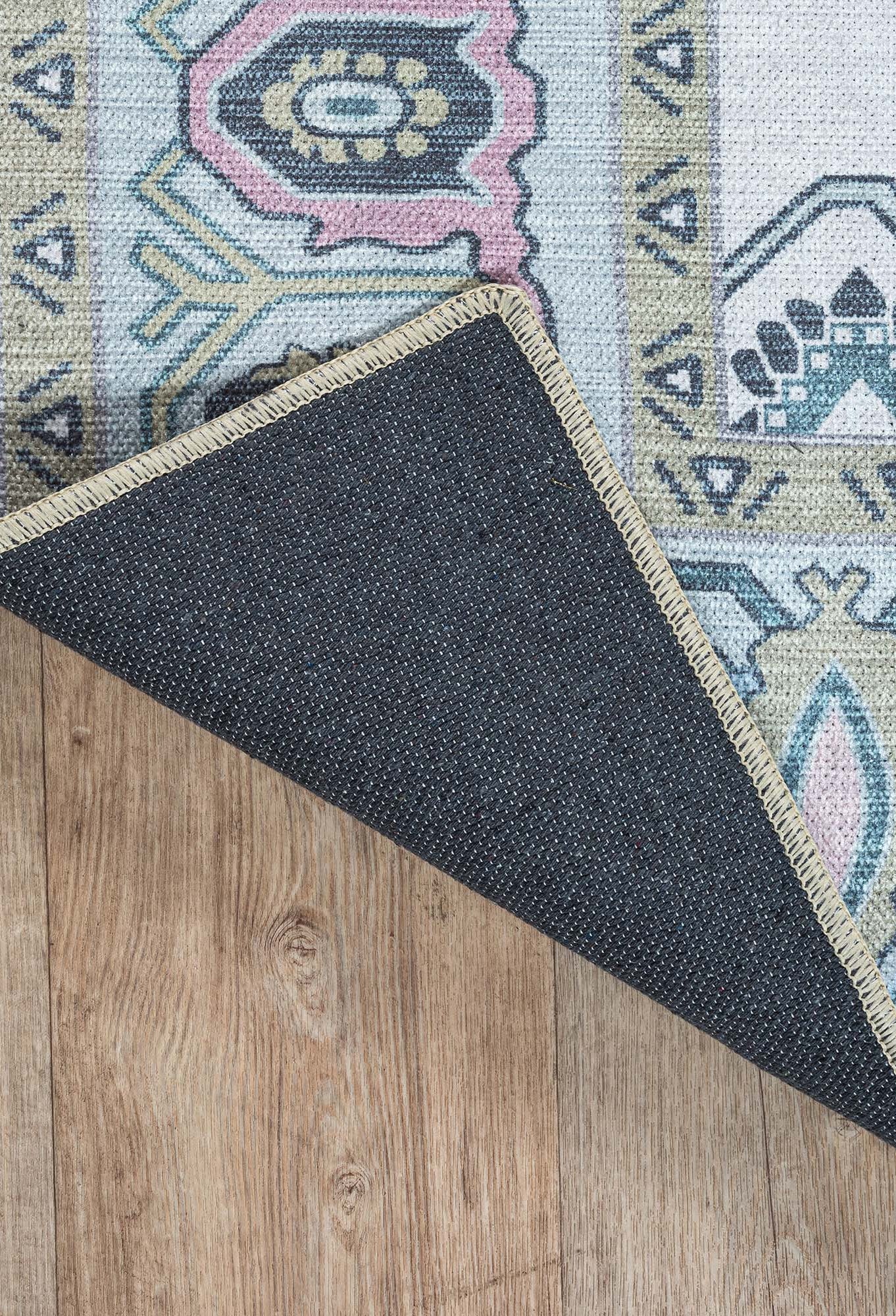 Wafiya Cream Green Modern Oushak Rug