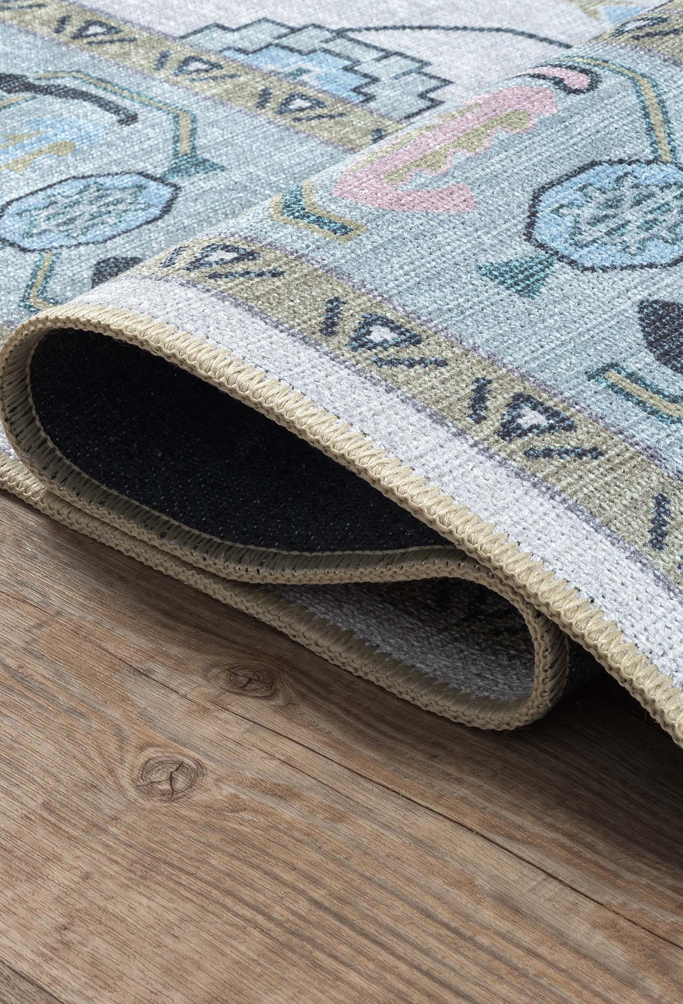 Wafiya Cream Green Modern Oushak Rug