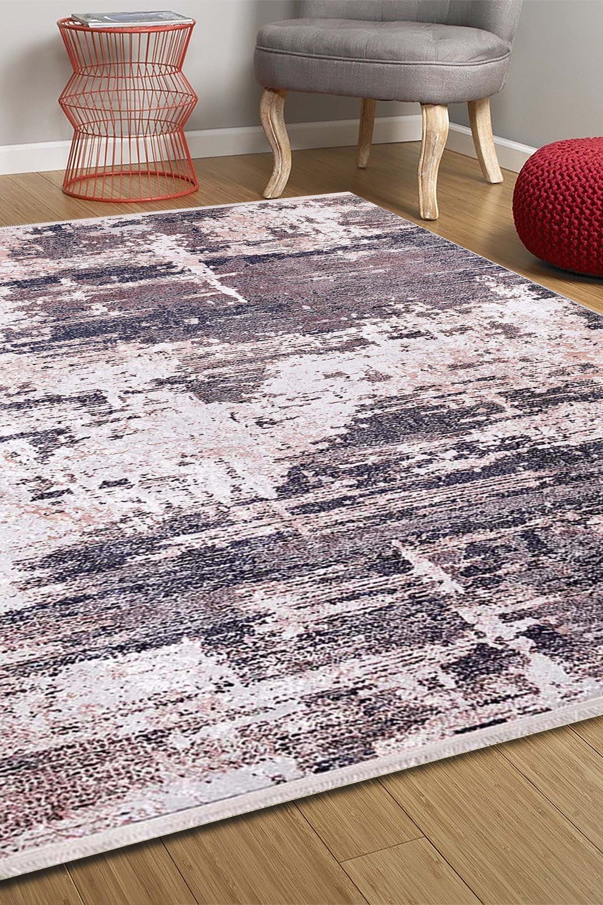 Yara Turkish Distressed Abstract Blush Pink & Green Rug