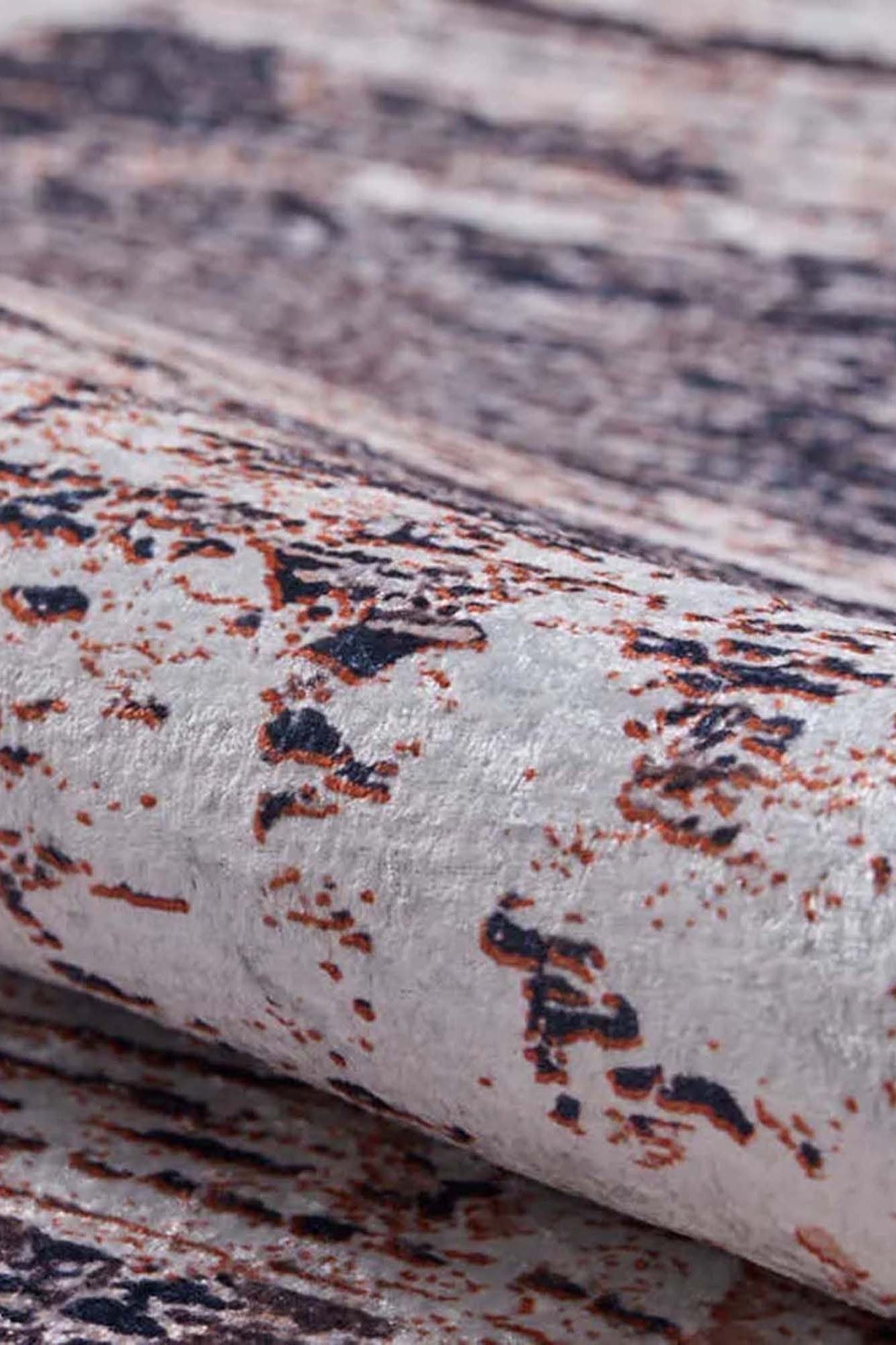 Yara Turkish Distressed Abstract Blush Pink & Green Rug