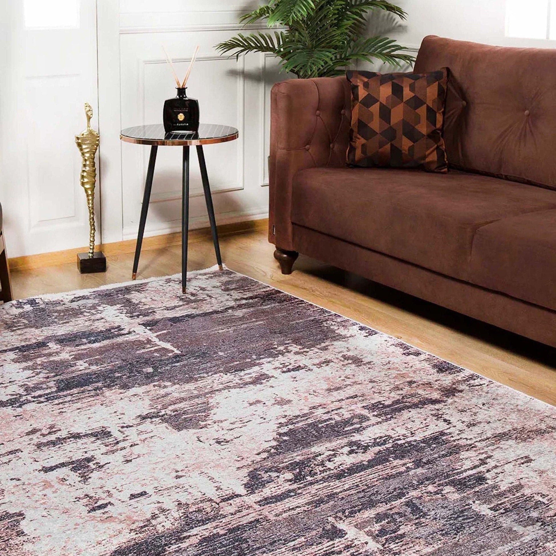 Yara Turkish Distressed Abstract Blush Pink & Green Rug