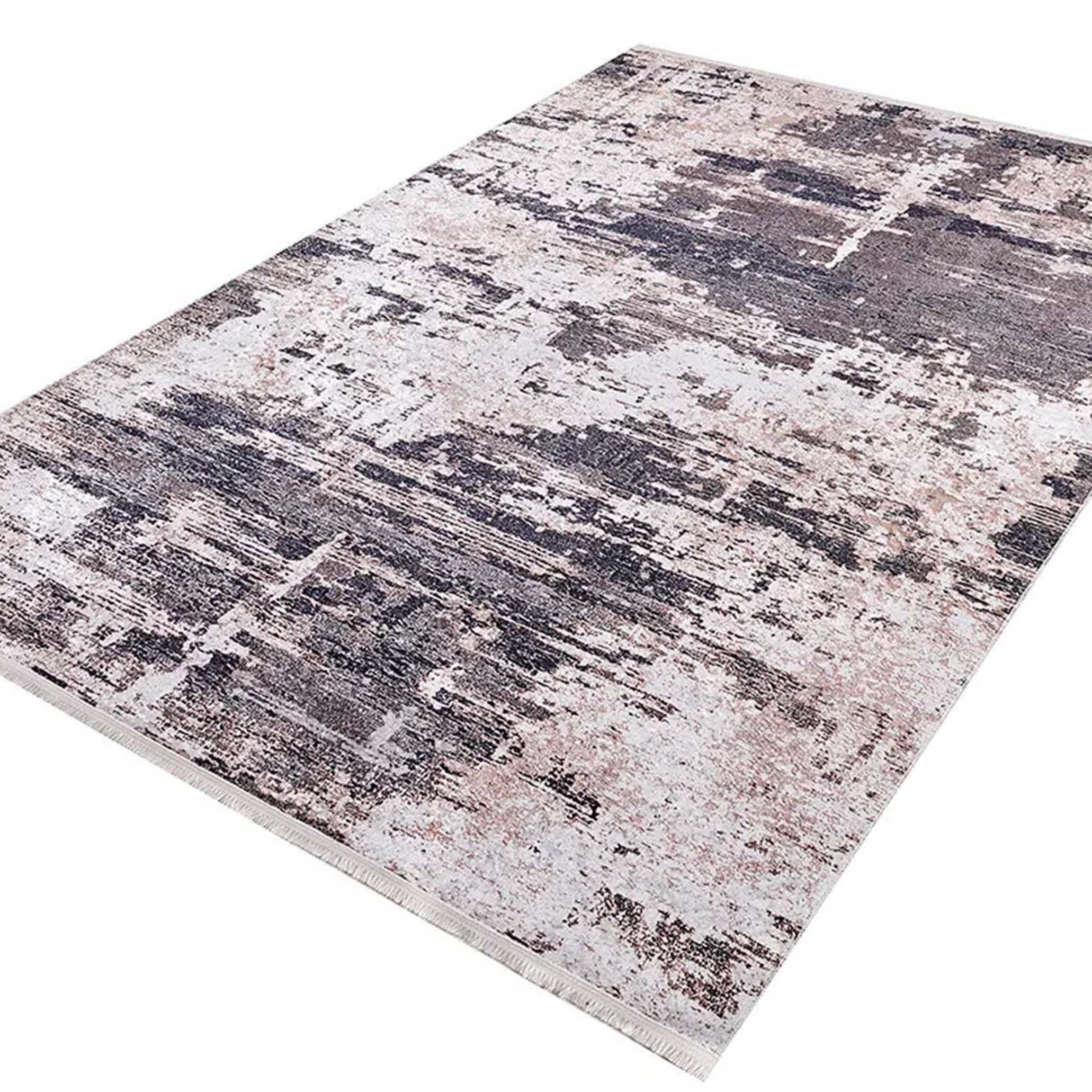 Yara Turkish Distressed Abstract Blush Pink & Green Rug