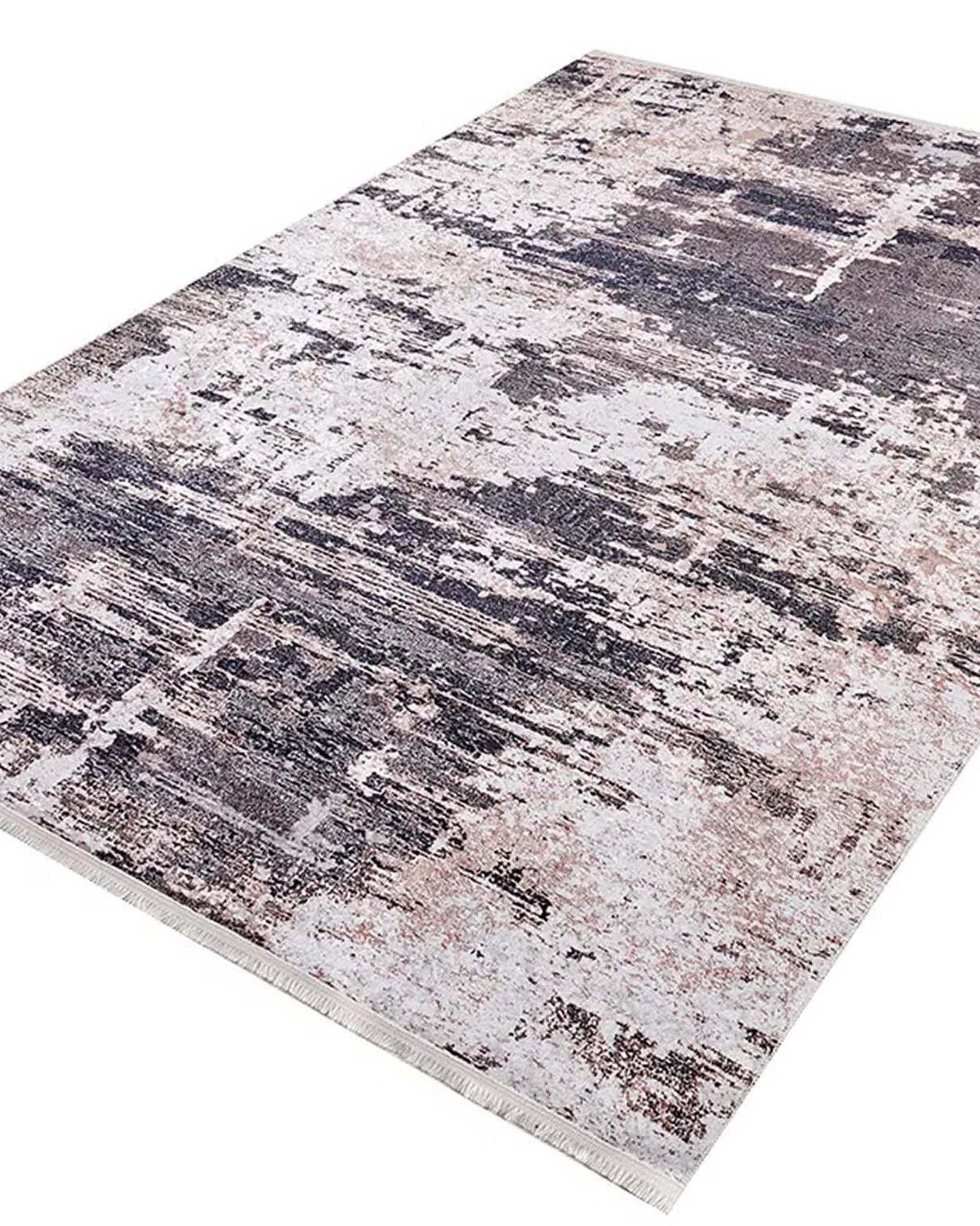 Yara Turkish Distressed Abstract Blush Pink & Green Rug