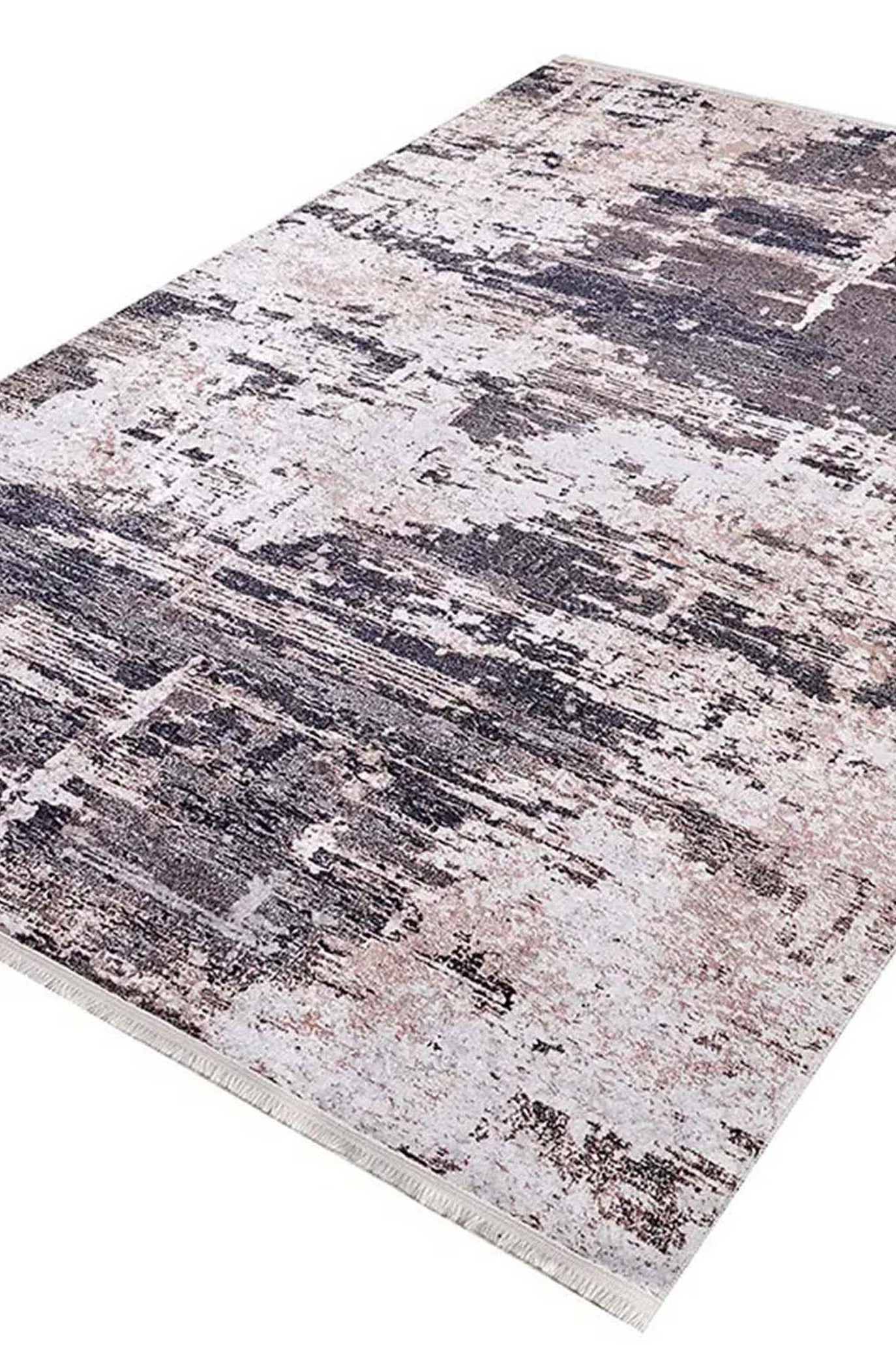 Yara Turkish Distressed Abstract Blush Pink & Green Rug