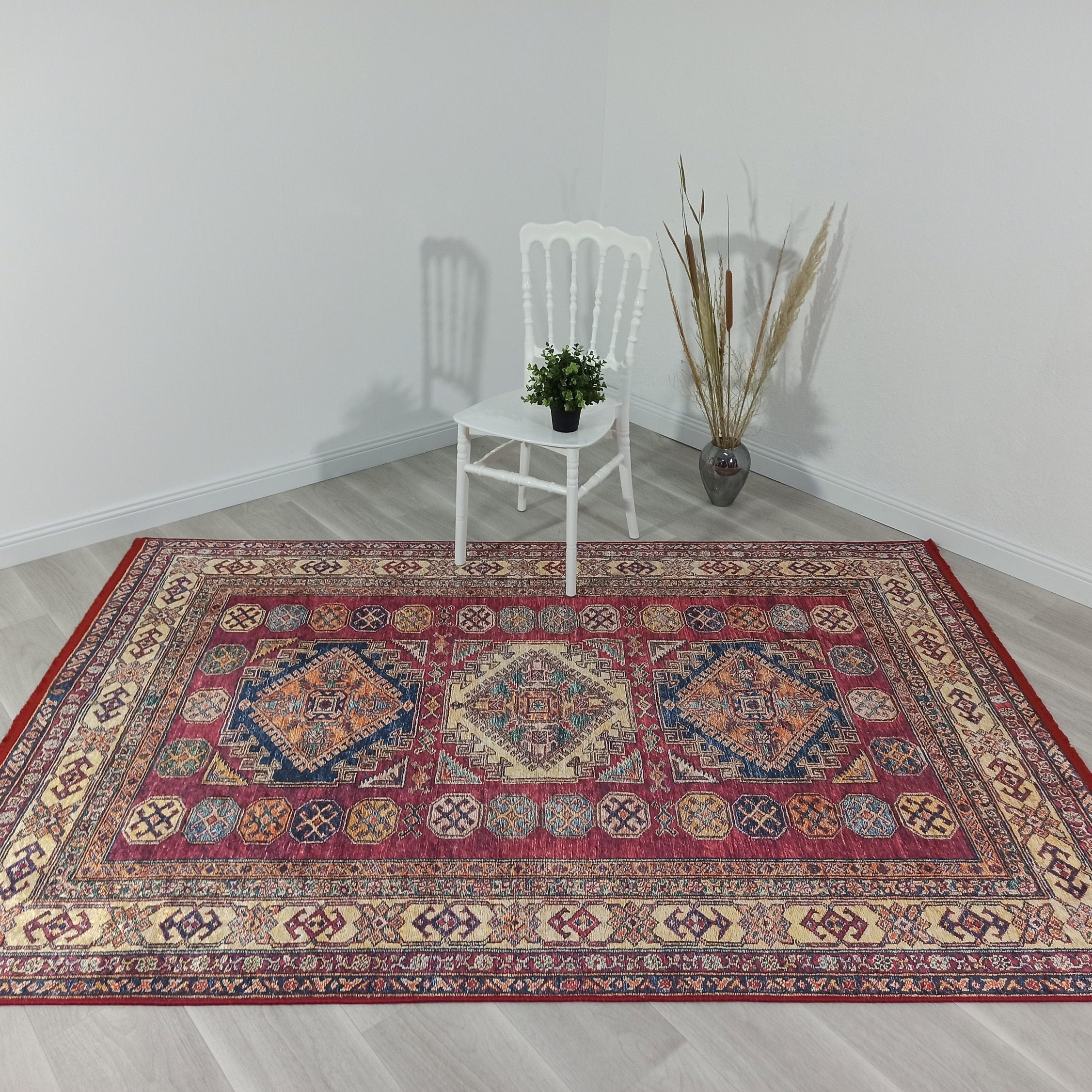Yaren Turkish Dark Red Burgundy Rug