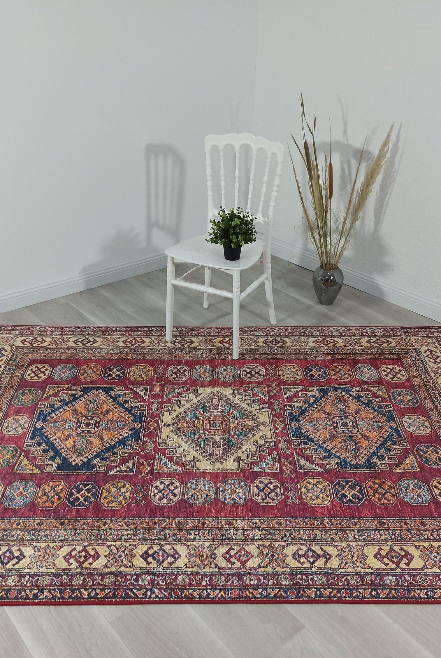 Yaren Turkish Dark Red Burgundy Rug