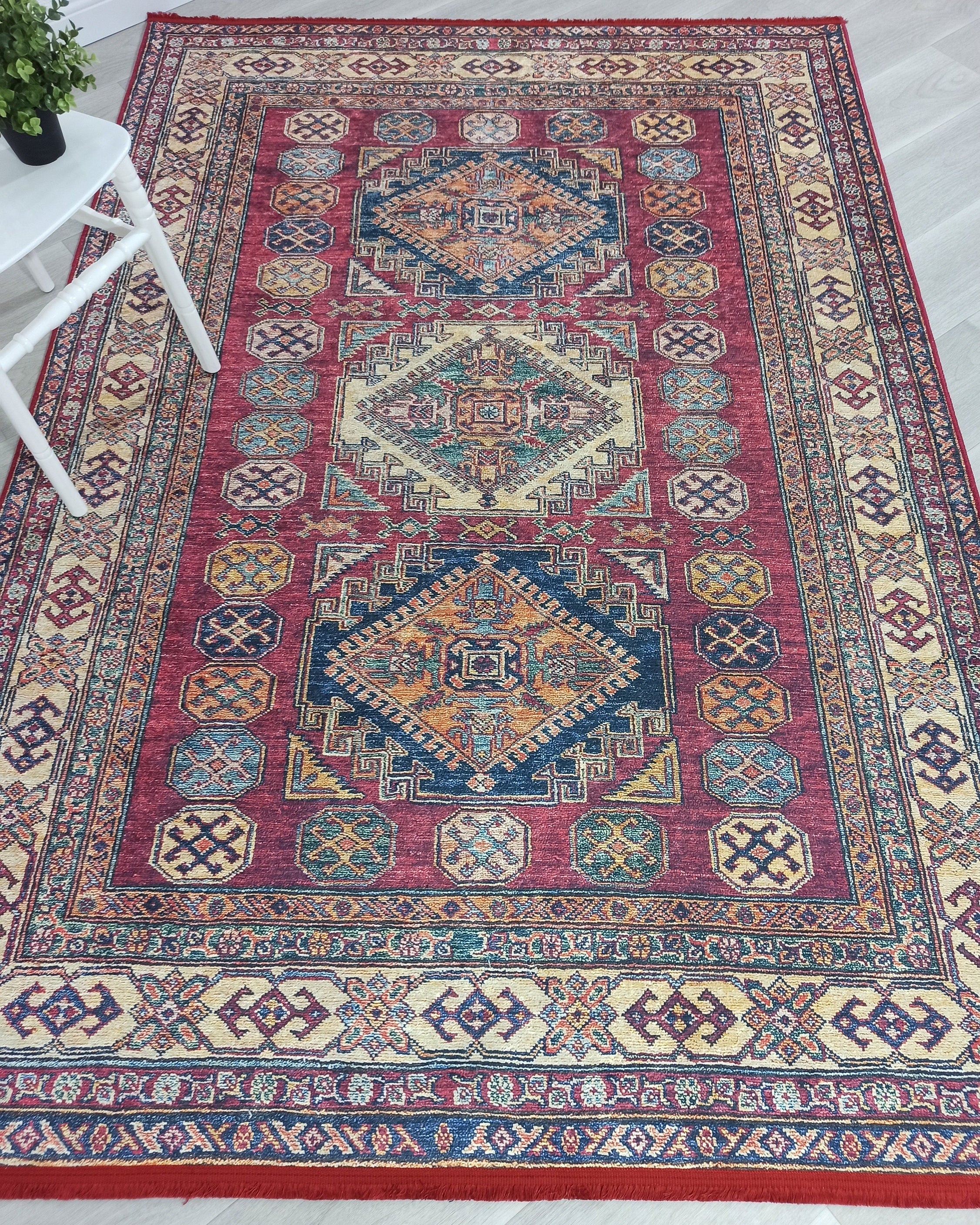 Yaren Turkish Dark Red Burgundy Rug