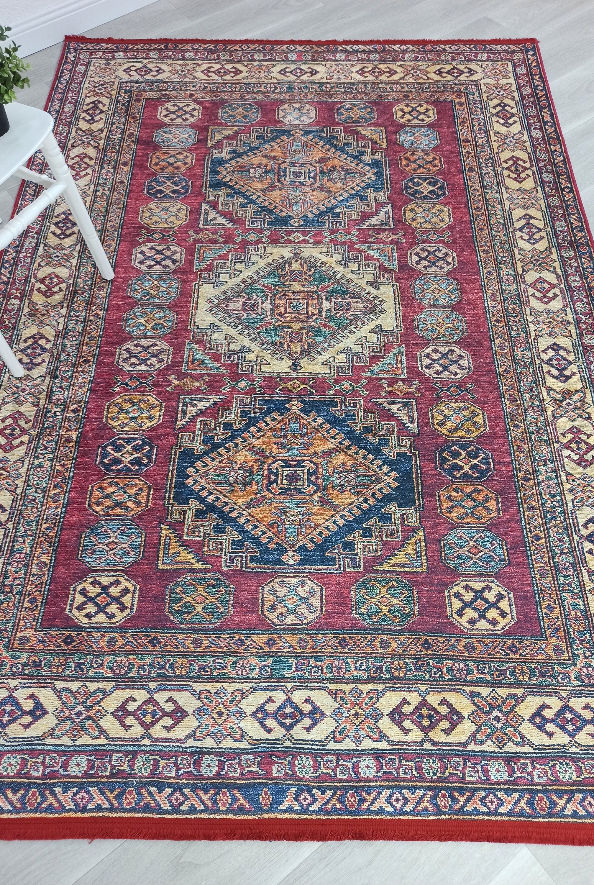 Yaren Turkish Dark Red Burgundy Rug