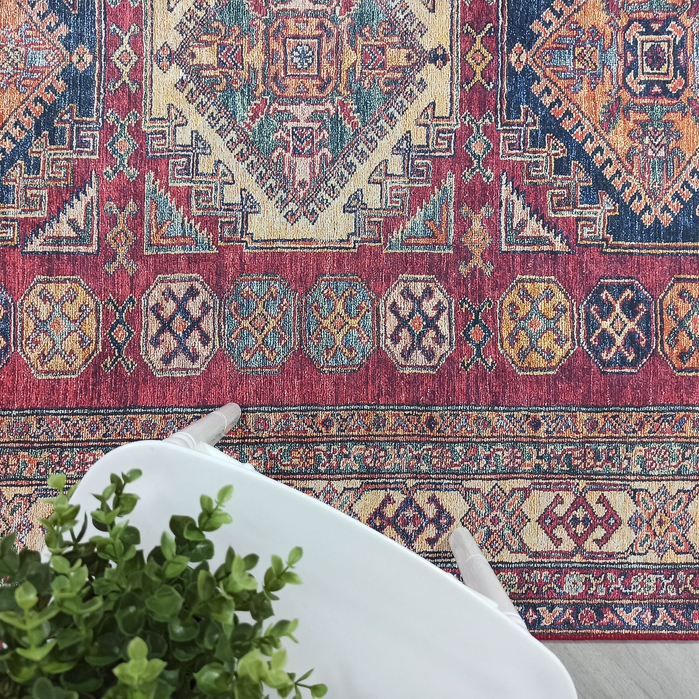 Yaren Turkish Dark Red Burgundy Rug