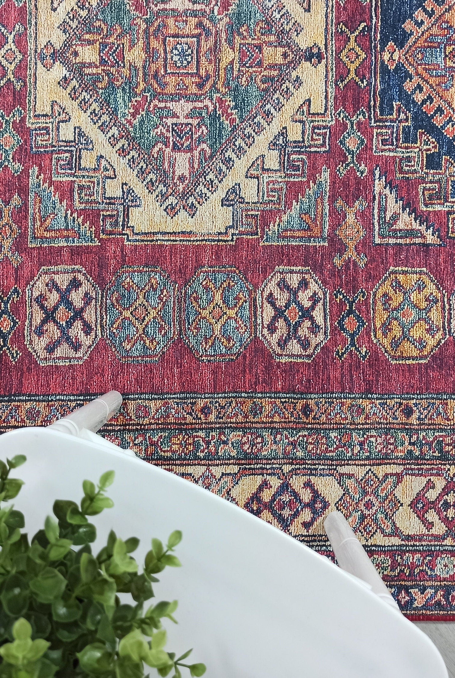 Yaren Turkish Dark Red Burgundy Rug