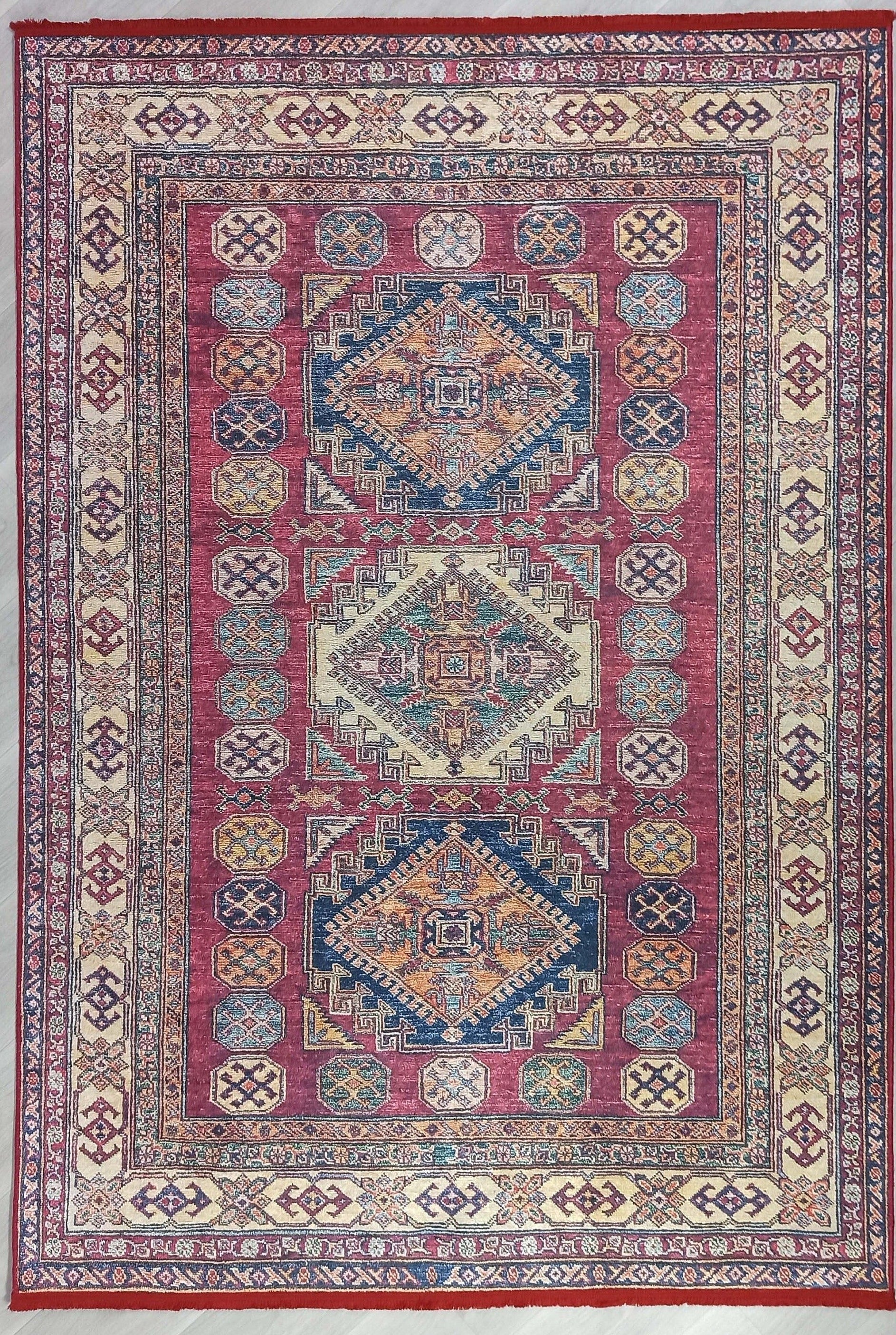 Yaren Turkish Dark Red Burgundy Rug