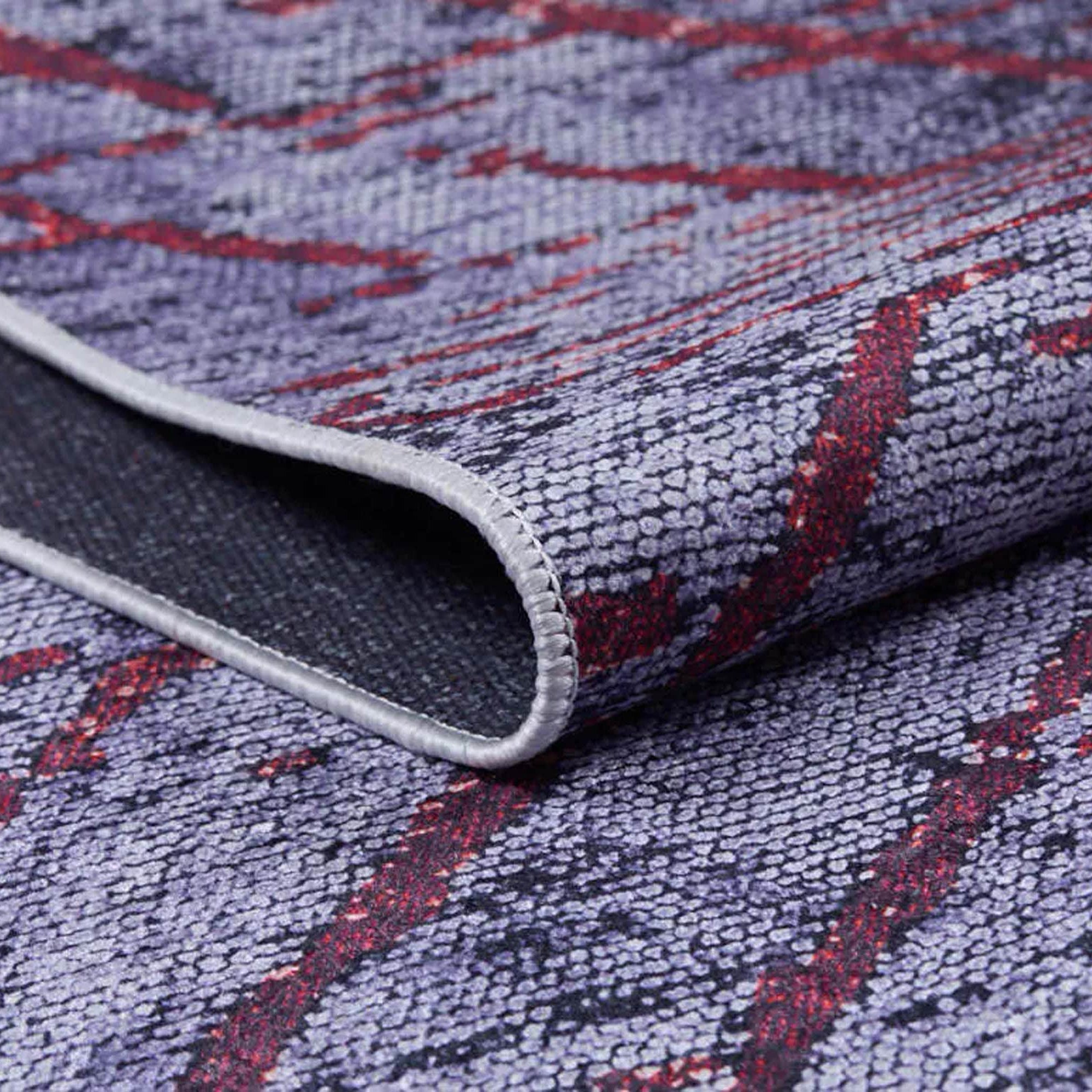 Yaz Distressed Navy Blue Red Rug