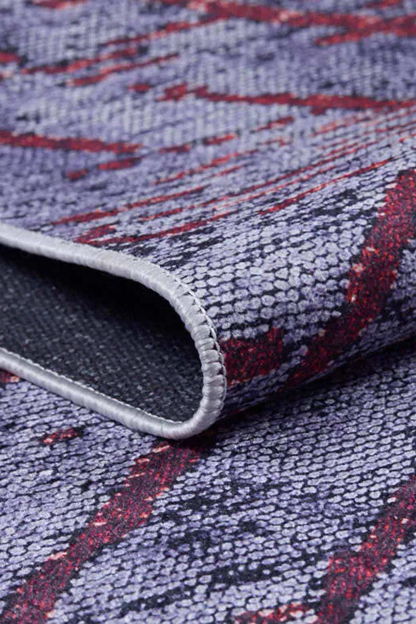 Yaz Distressed Navy Blue Red Rug