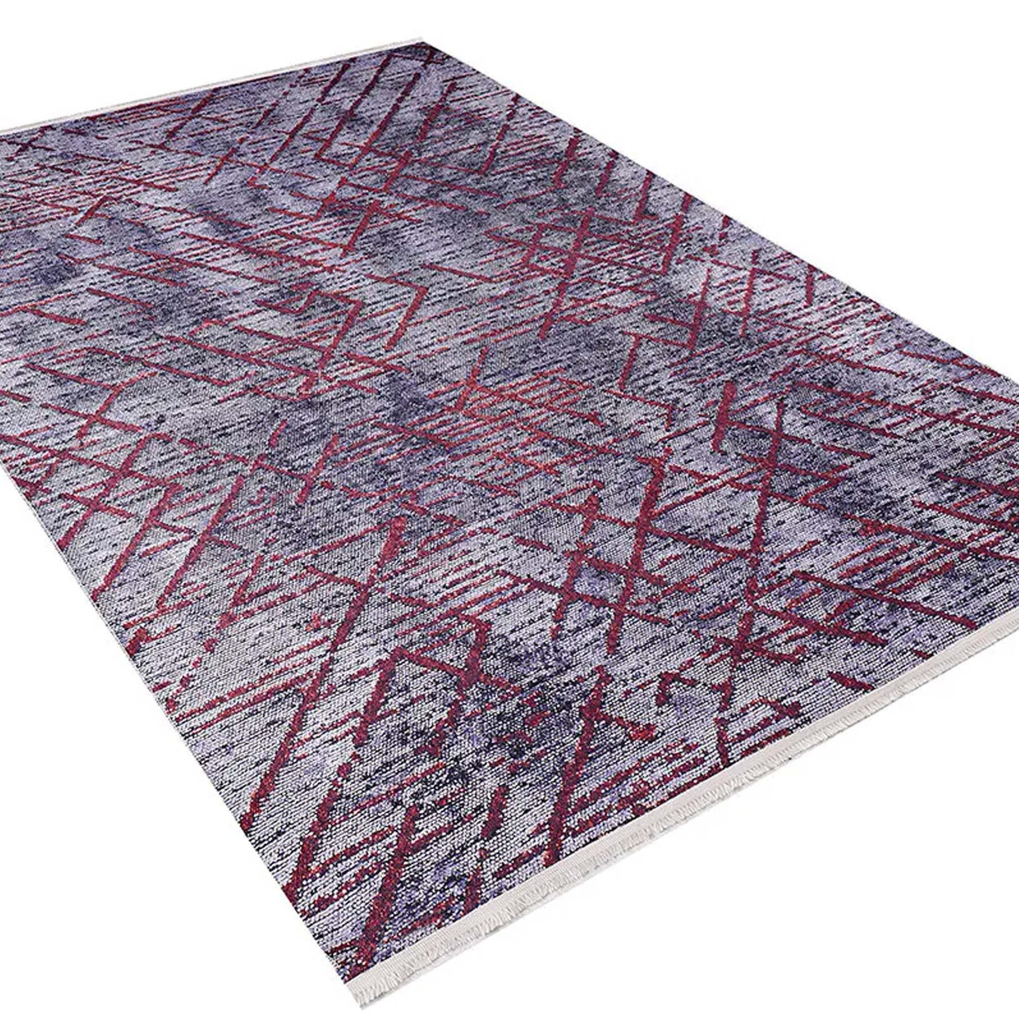 Yaz Distressed Navy Blue Red Rug